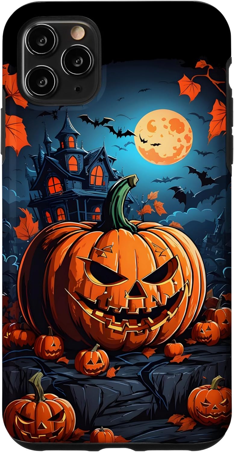 iPhone 11 Pro Max – Funda para disfraz de Halloween con diseño de calabaza tallada espeluznante