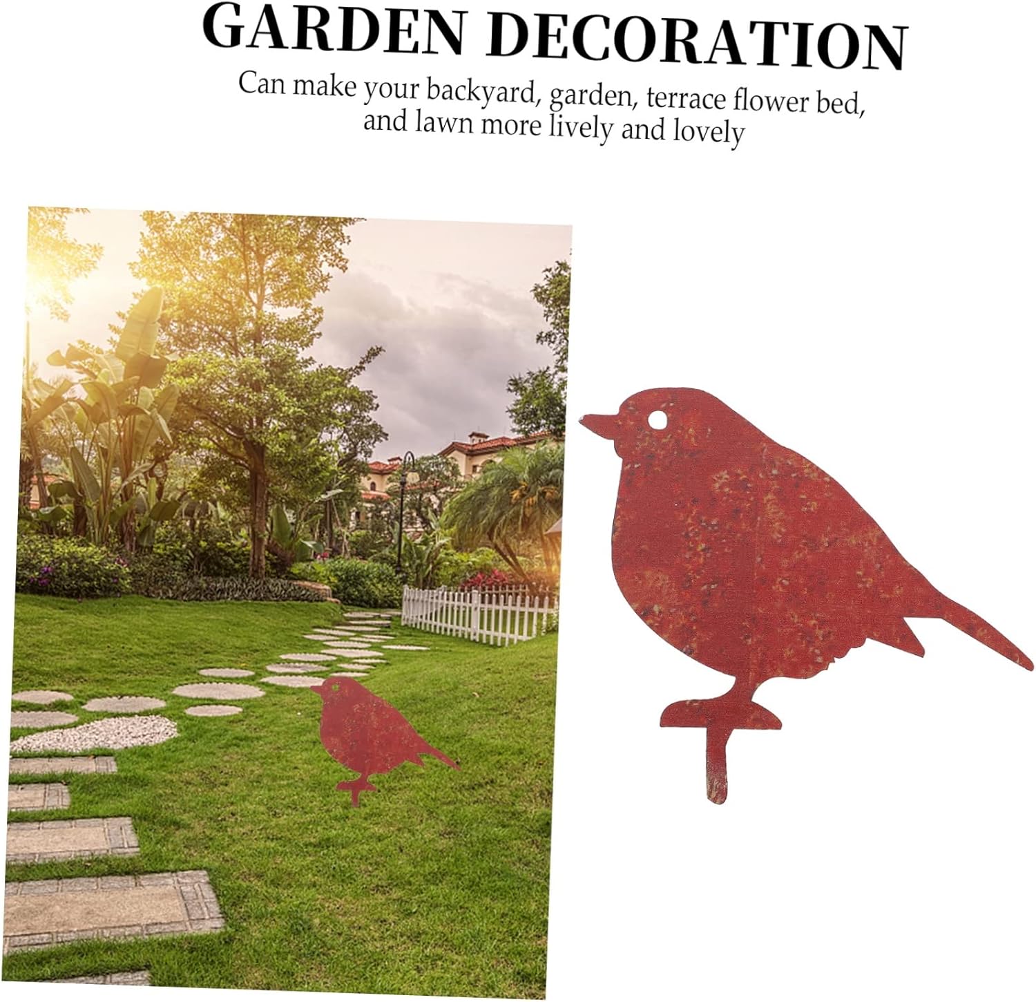 Yardwe Tarjeta de pájaro de hojalata decorativa hoja de hierro el pájaro