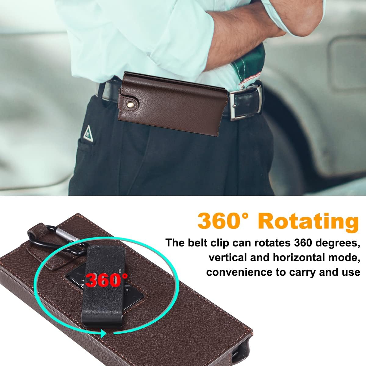 Funda para teléfono Samsung Galaxy Z Fold 4  Z Fold 3, bolsa de cuero sintético con clip giratorio 360 y mosquetón, protección completa para