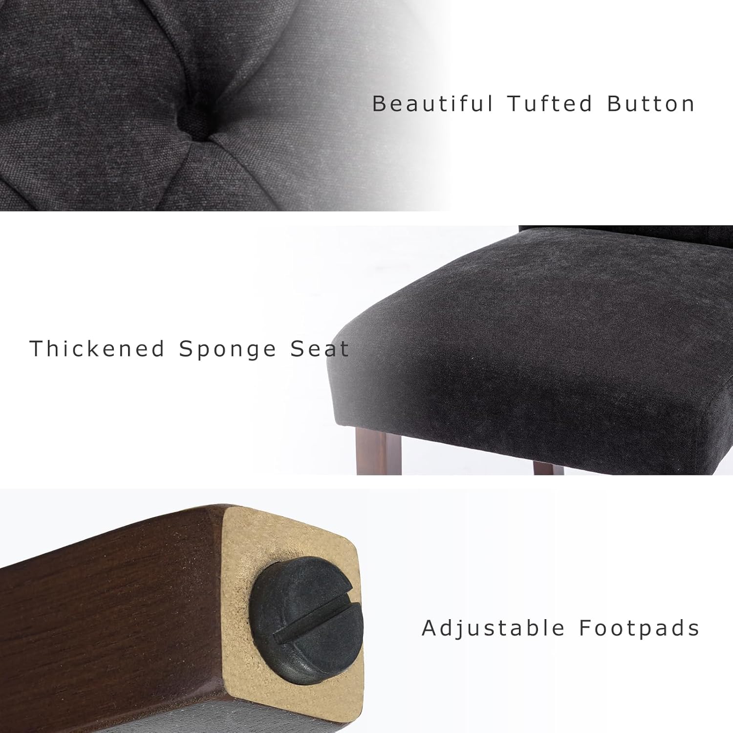 COLAMY Juego de 2 sillas de comedor copetudas, sillas de comedor Parsons tapizadas de tela, sillas auxiliares elegantes con patas de madera maciza y