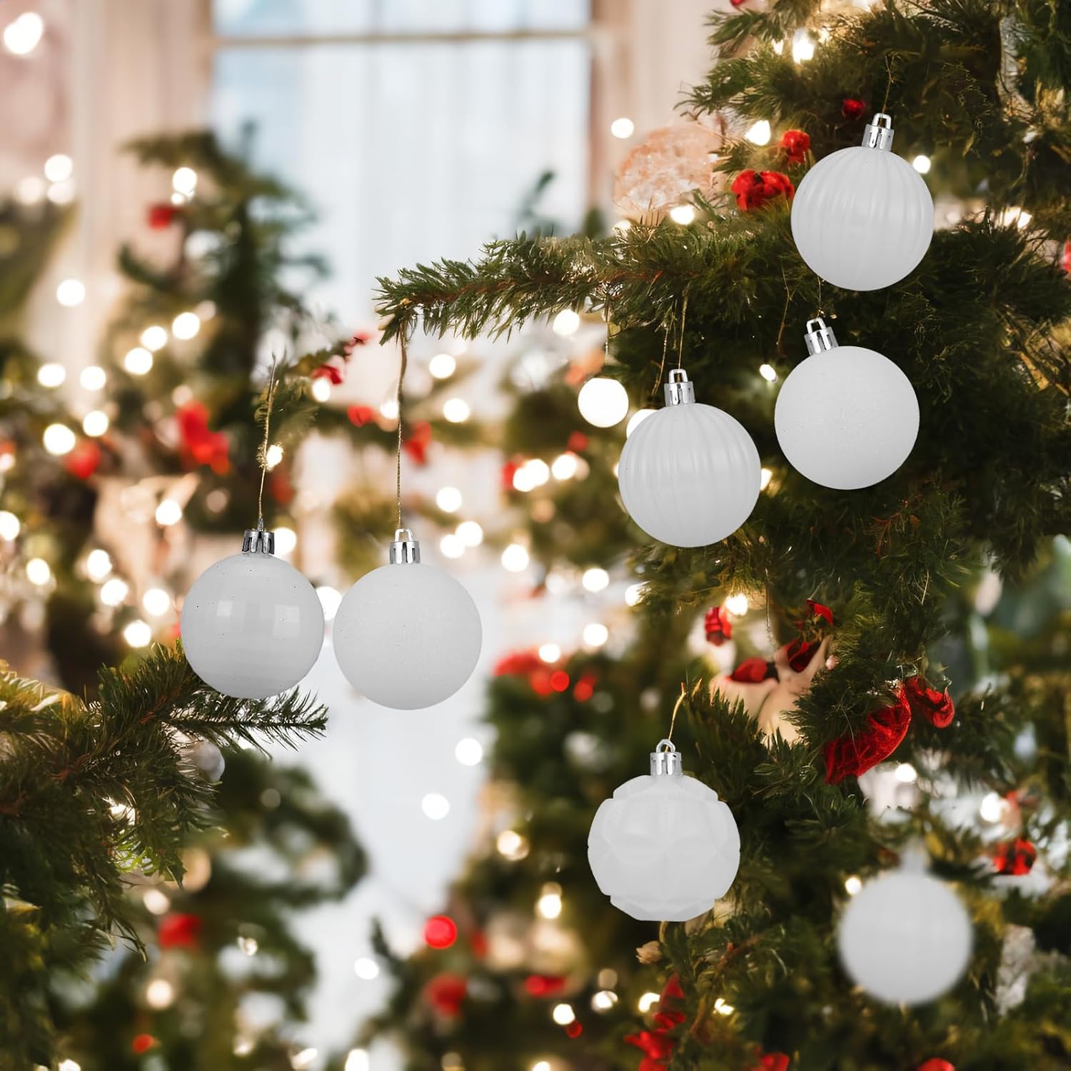 ZHMTang – Bolas de Navidad de 41 quilates 2.36 pulgadas (60 mm, blanco)