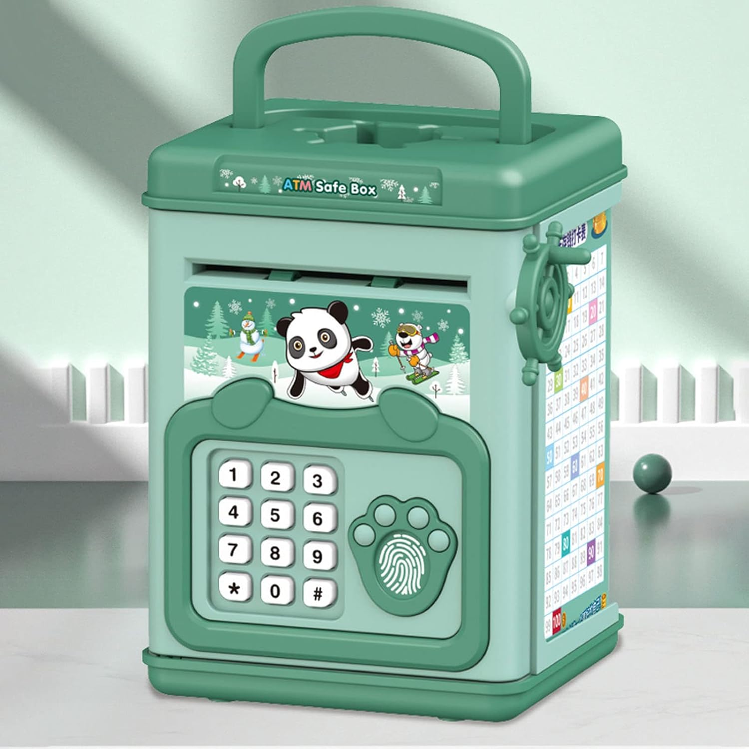 Banco electrónico, contraseña segura de dibujos animados para niños, banco de ahorro de dinero para niños (verde)