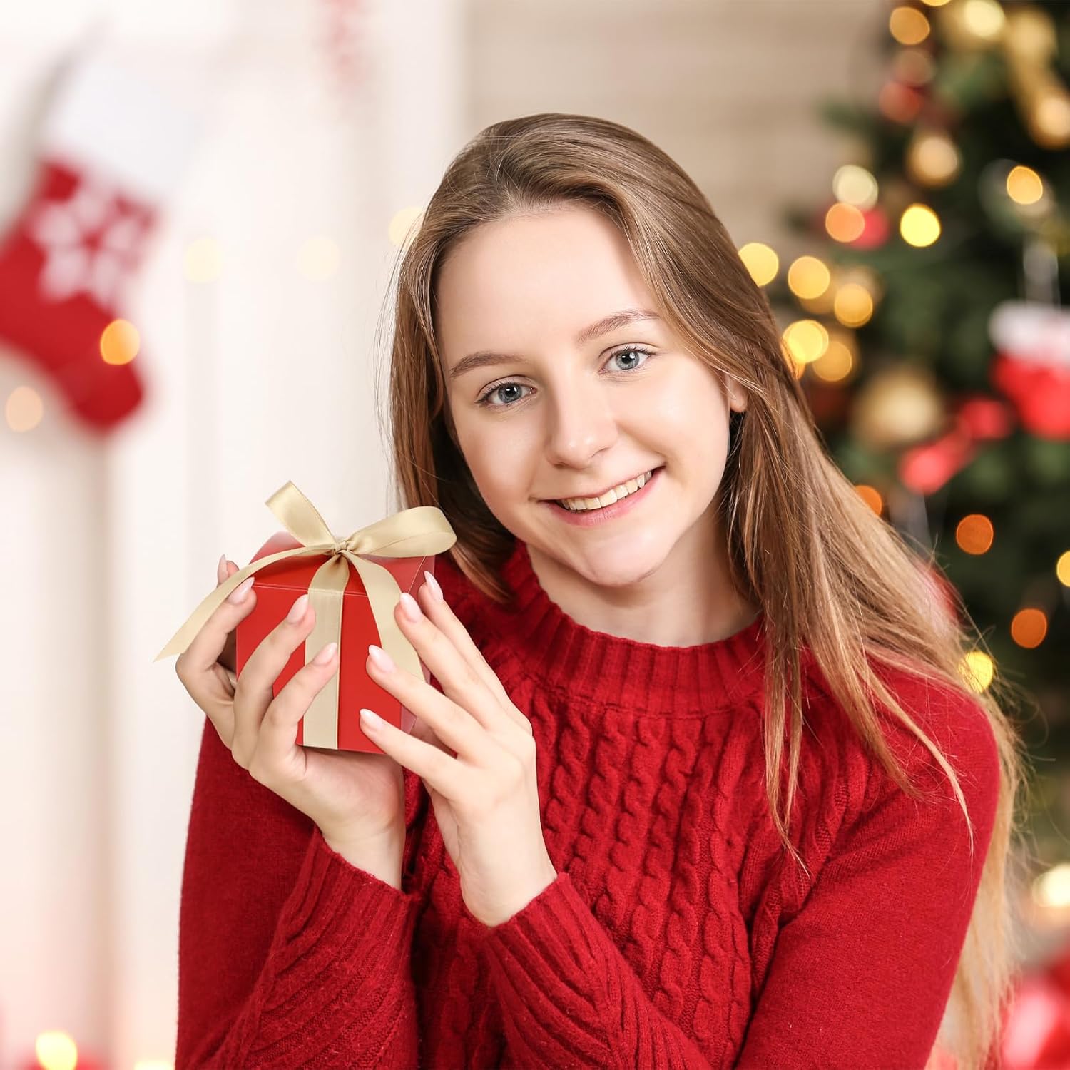 Jutom 100 mini cajas de regalo extra pequeñas para dulces, cajas de regalo de papel con cinta, mini cajas de envoltura para graduación, fiesta de