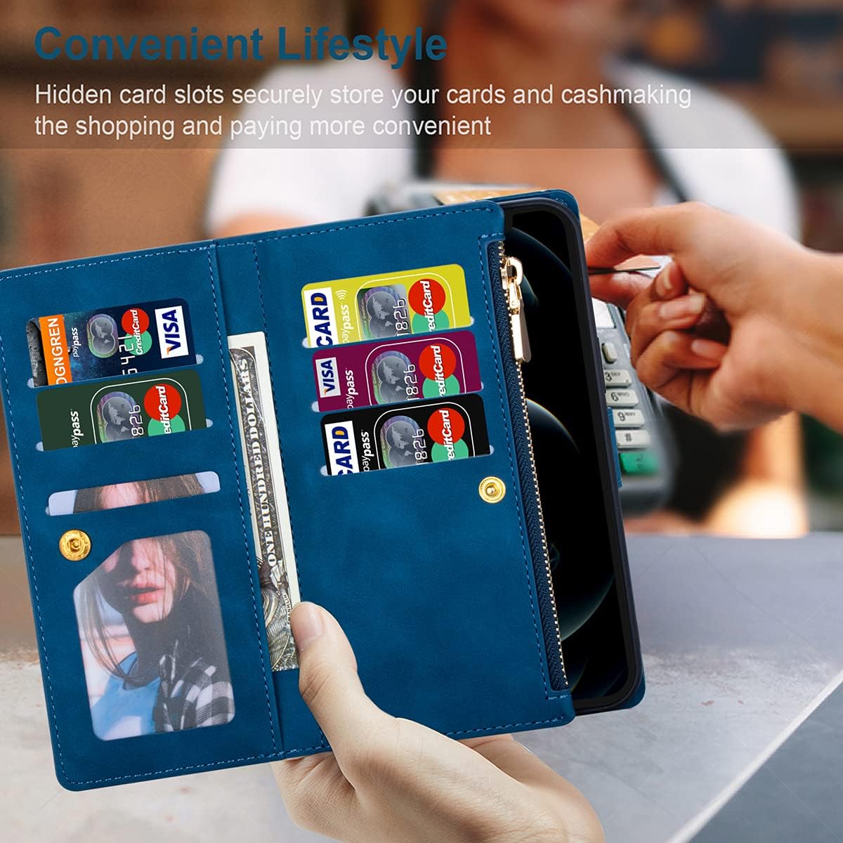 UEEBAI Funda tipo cartera para Samsung Galaxy S9, funda vintage de piel sintética de alta calidad con ranuras para tarjetas, cierre magnético,
