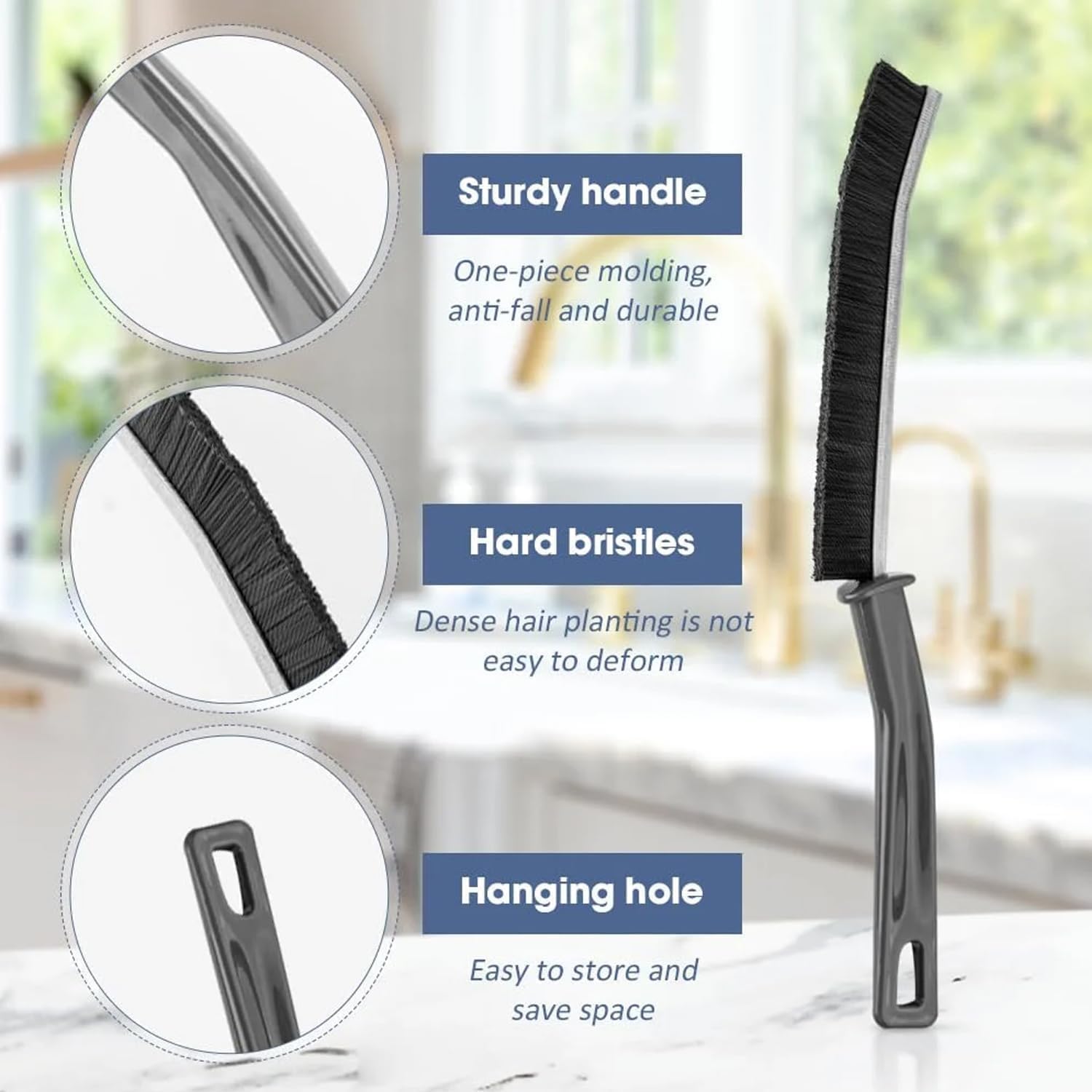 8 cepillos multiusos de limpieza de huecos, cepillo de limpieza de ranuras de ventana, cepillo de limpieza de huecos de baño adecuado para limpiar