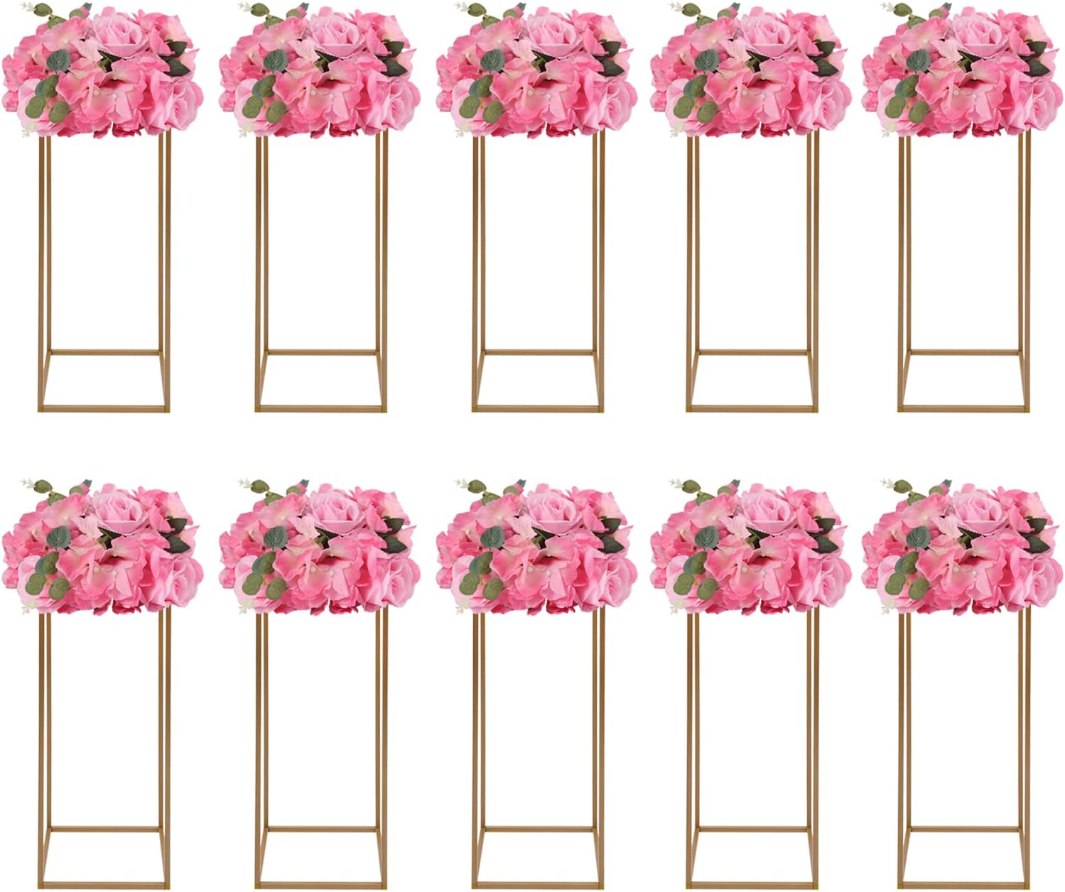 10 soportes de metal para flores, jarrón alto para centros de mesa de boda, florero de suelo, columna de soporte geométrico para centros de mesa de