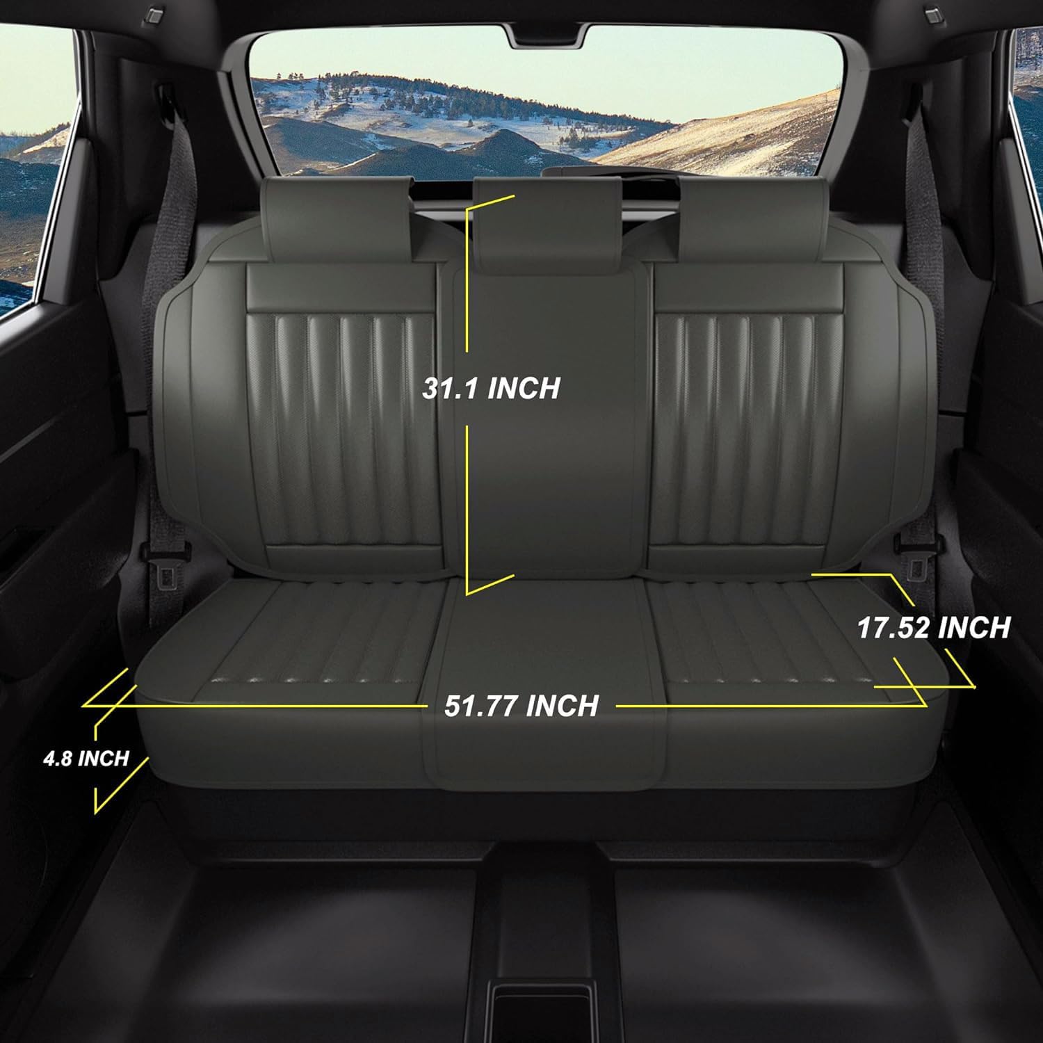 FEELON Fundas de asiento trasero de automóvil de 3 piezas, protectores de asiento trasero de automóvil de piel napa impermeables, ajuste interior