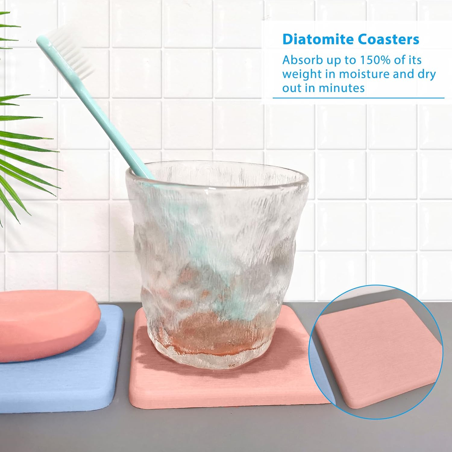 SNAIL GARDEN Mini soportes de cerámica para cepillos de dientes con bandeja, 2 soportes pequeños para cepillos de dientes con 2 bandejas de