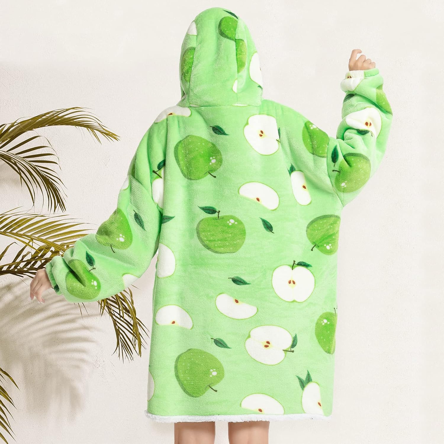 RainFlowwer Manta con capucha de gran tamaño para mujeres y hombres, cálida sherpa FLeece gigante con capucha con bolsillo