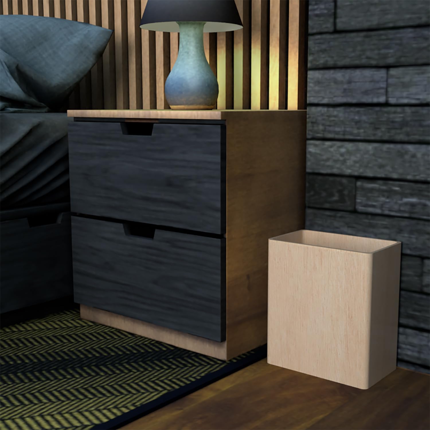 Bote de basura de madera moderno para baño, dormitorio, dormitorio y cuarto de servicio, cesta de basura pequeña para escritorio de oficina, cubo de