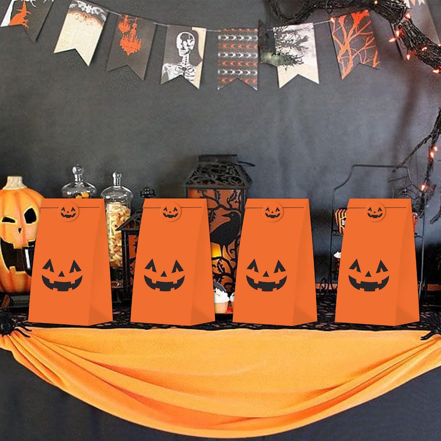 KERINGO 30 bolsas de regalo de calabaza de Halloween para decoración de calabaza, bolsa de regalo de golosinas, bolsas de regalo de dulces para