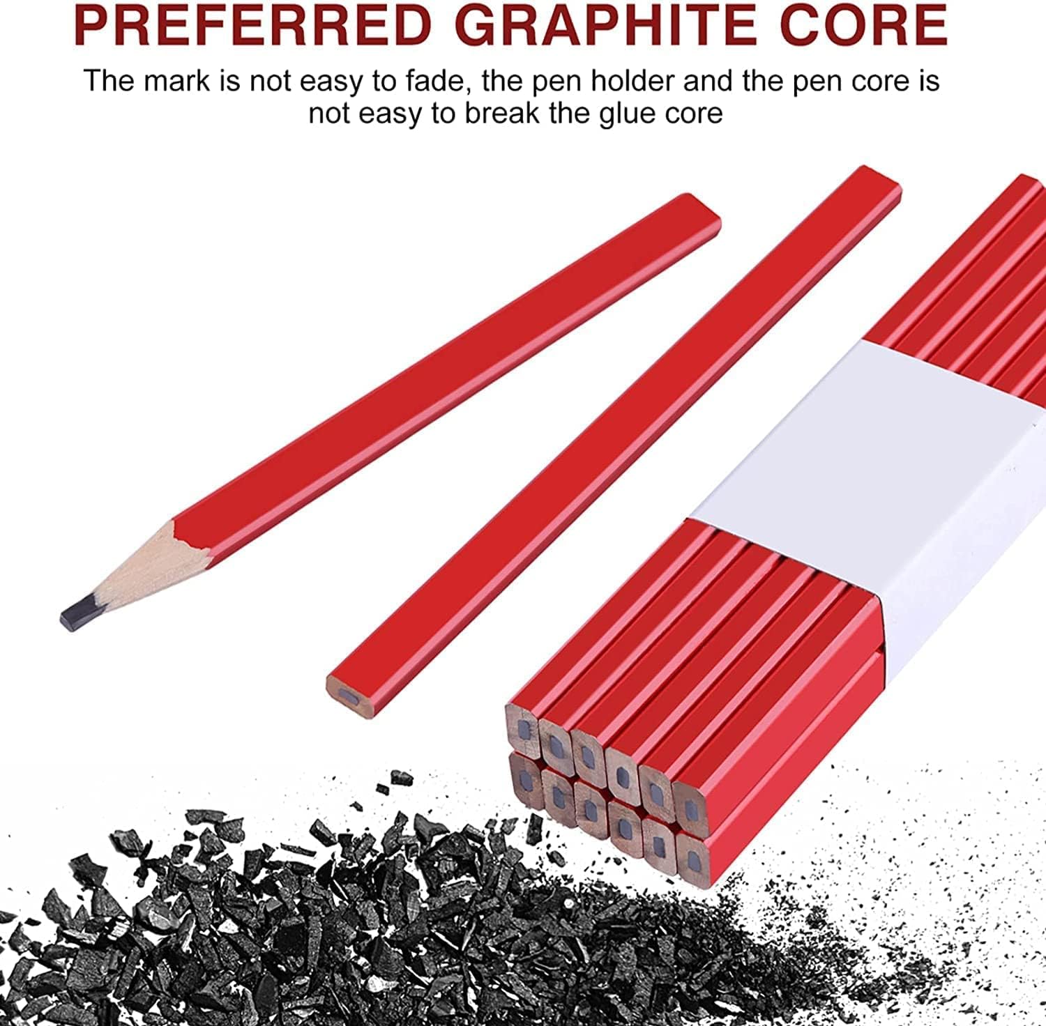 72 lápices de carpintero planos, 6.7 in de plomo de grafito duro medio, lápices de madera natural para constructores