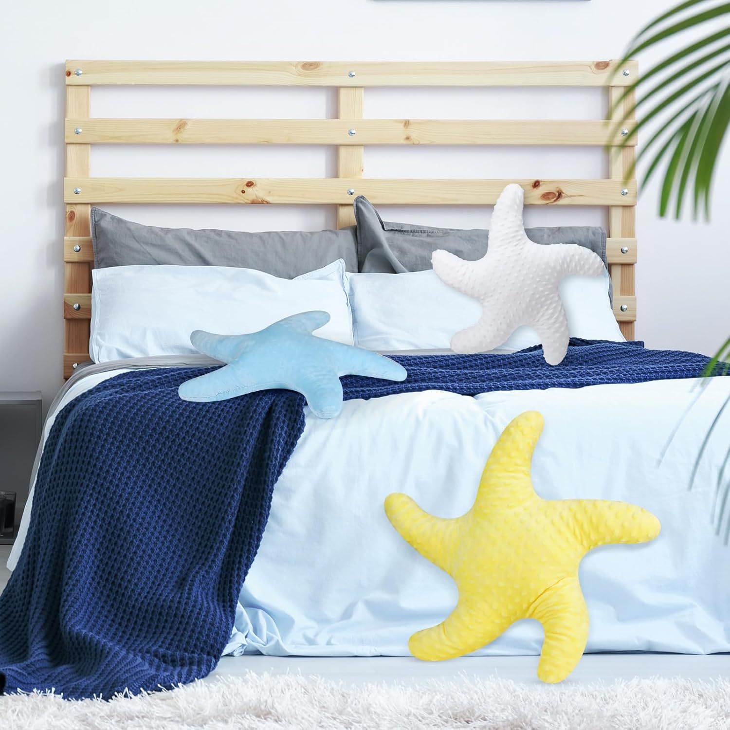 Almohada de estrella de mar de playa con estrellas de mar de 20 pulgadas, diseño de estrella de mar, animal de peluche lindo de felpa para