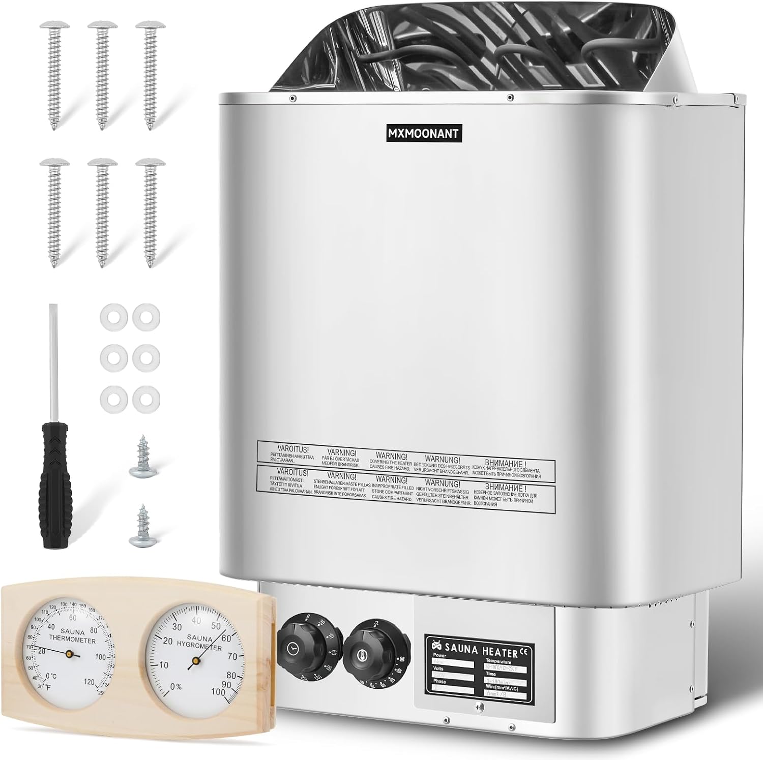 Mxmoonant Calentador de sauna, 6 KW 220 V, calentadores eléctricos de sauna, estufa de vapor seco, baño de sauna para el hogar, hotel, spa, máx. 300