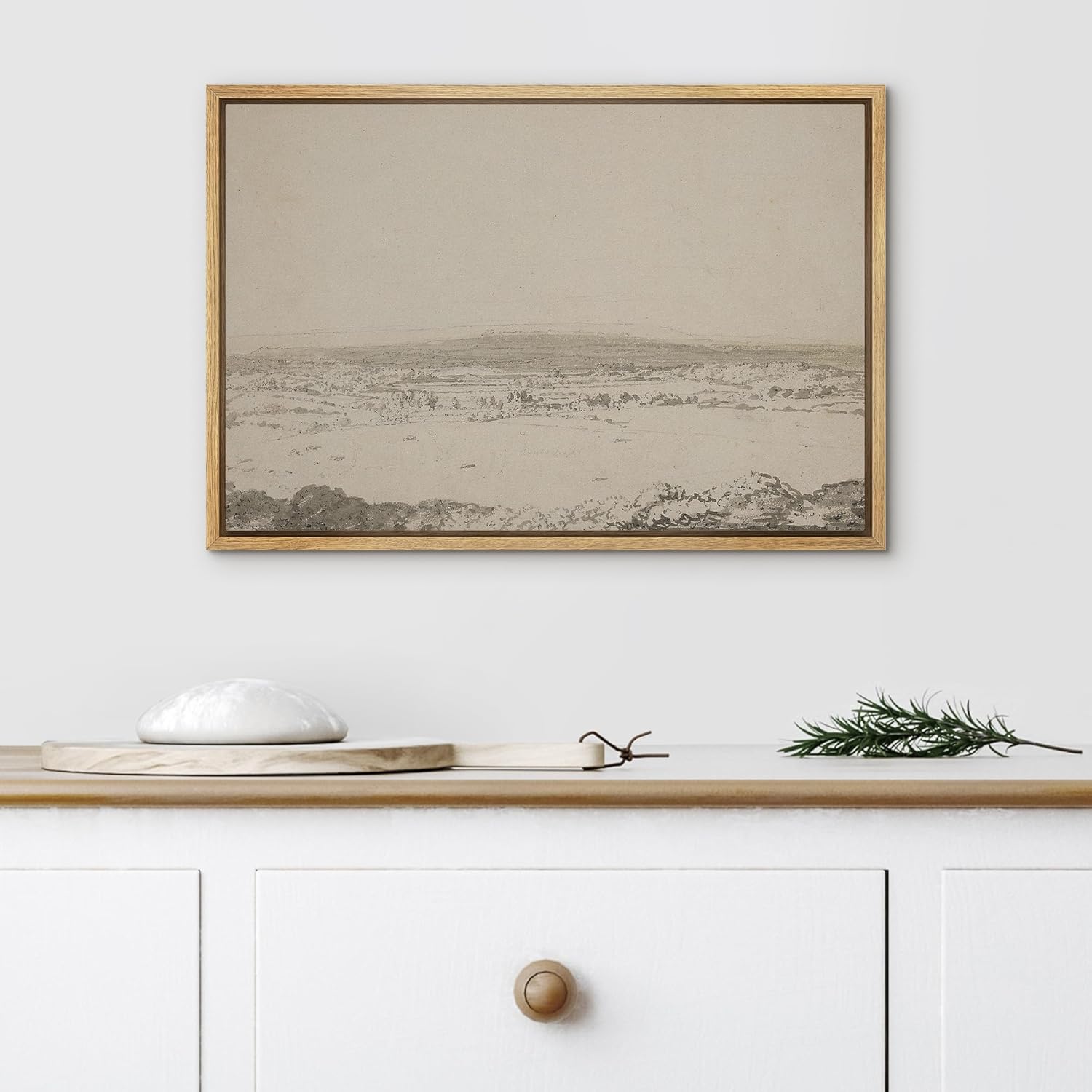 SIGNLEADER Lienzo enmarcado para pared, paisaje abstracto gris, naturaleza, desierto, arte moderno, decorativo para sala de estar, dormitorio,