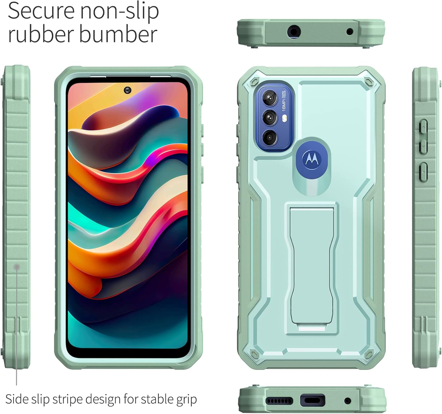 ExoGuard Funda para Moto G Play 2023, funda de goma resistente a prueba de golpes con protector de pantalla para teléfono Motorola G Play 2023,