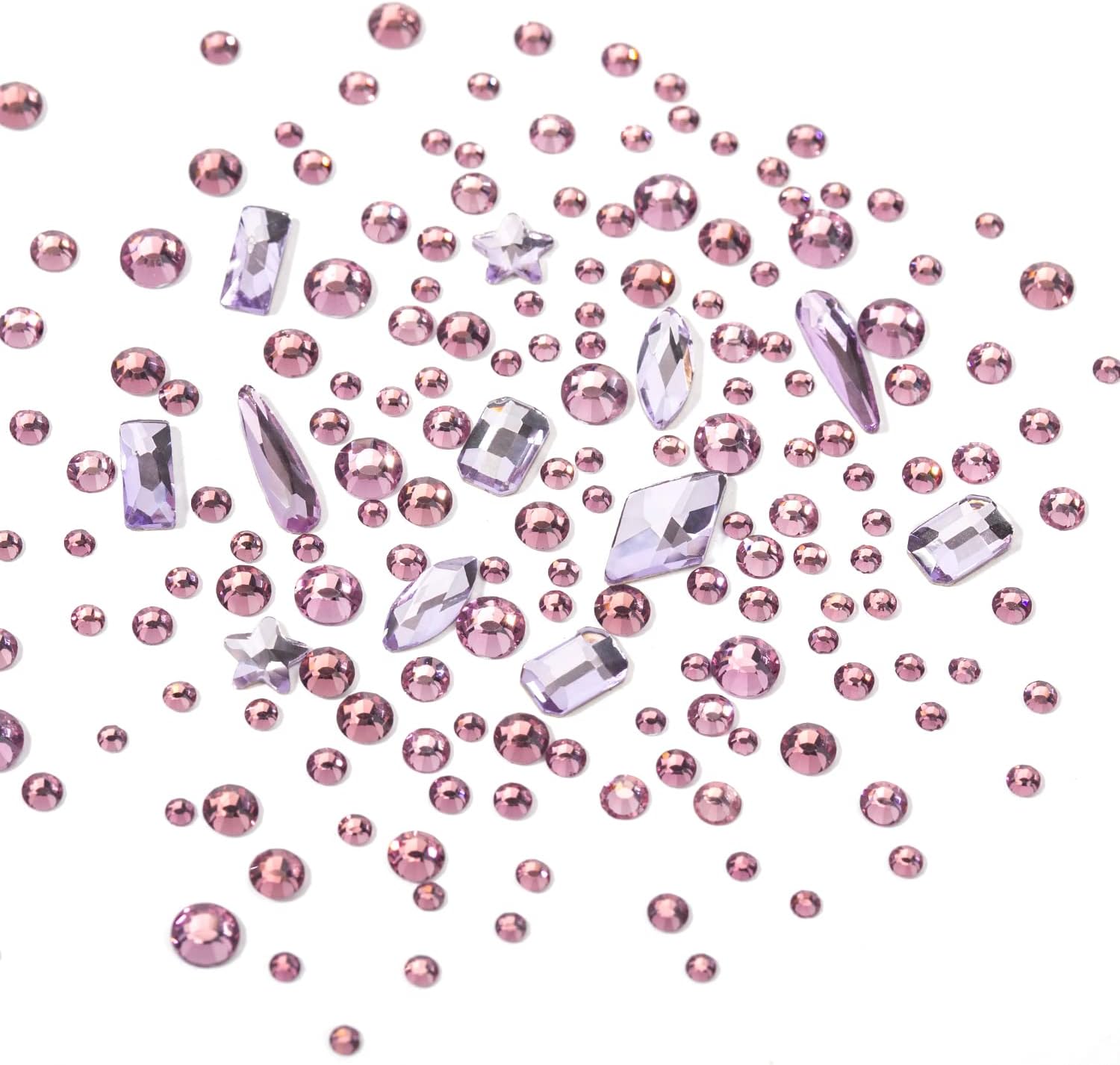 Juego de 4300 diamantes de imitación de cristal para uñas, cuentas de cristal rosa AB multiforma, piedras preciosas de vidrio con parte trasera