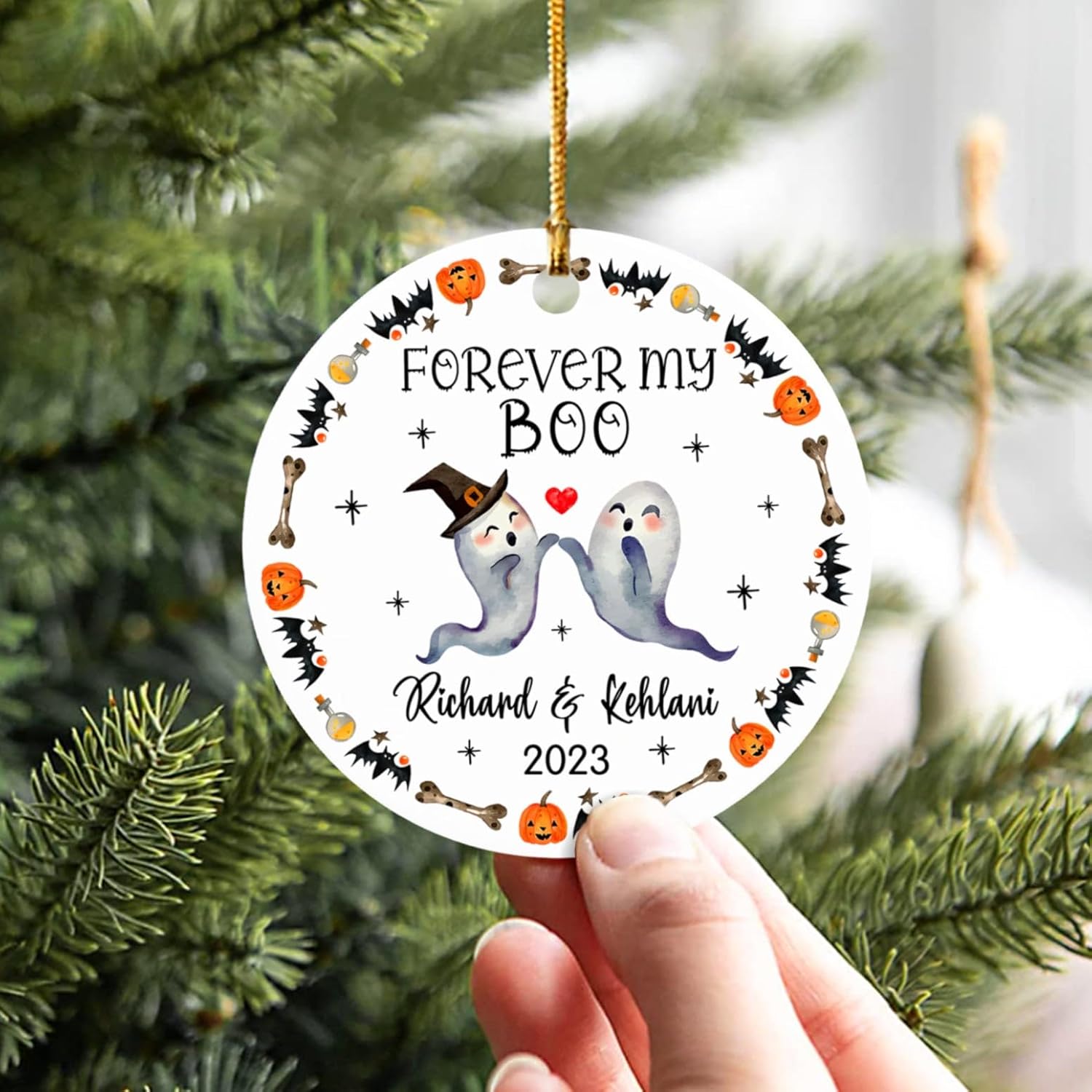 Forever My Boo – Adorno de Halloween para vacaciones, adorno de pareja de Halloween, adorno de Halloween personalizado para pareja fantasma, regalo