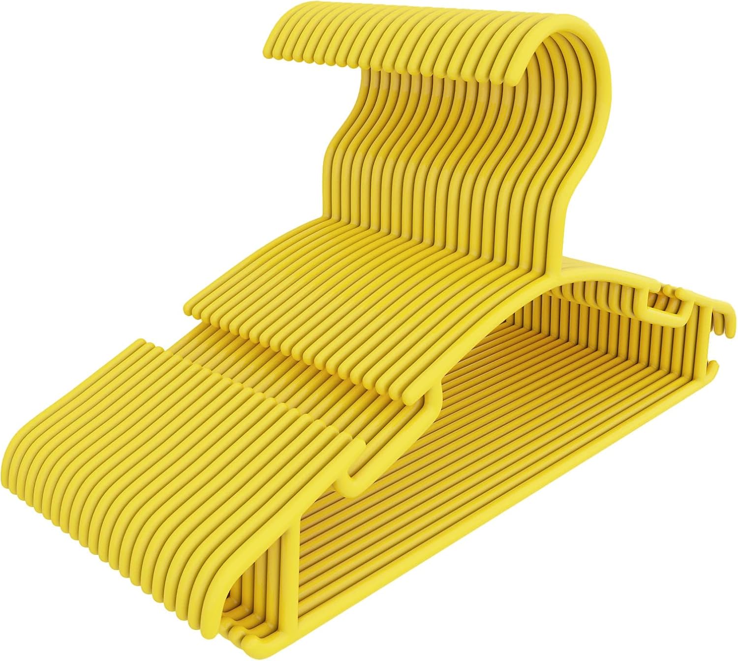 Perchas amarillas para niños, perchas de plástico para niños, perchas para guardería (amarillo, 100)