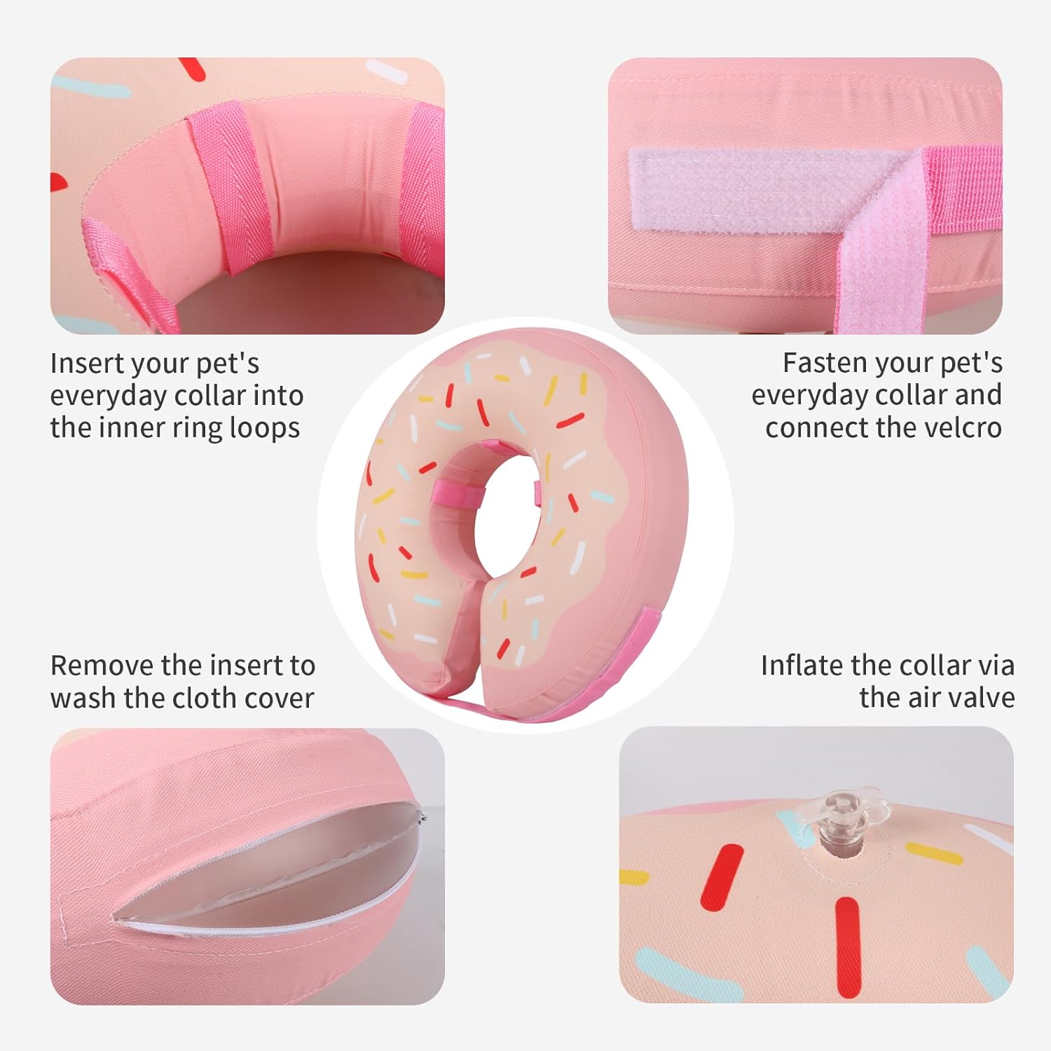 MCHY Cono inflable impermeable para perro, collar de recuperación ajustable para perros después de la cirugía, evita mordeduras y arañazos, no