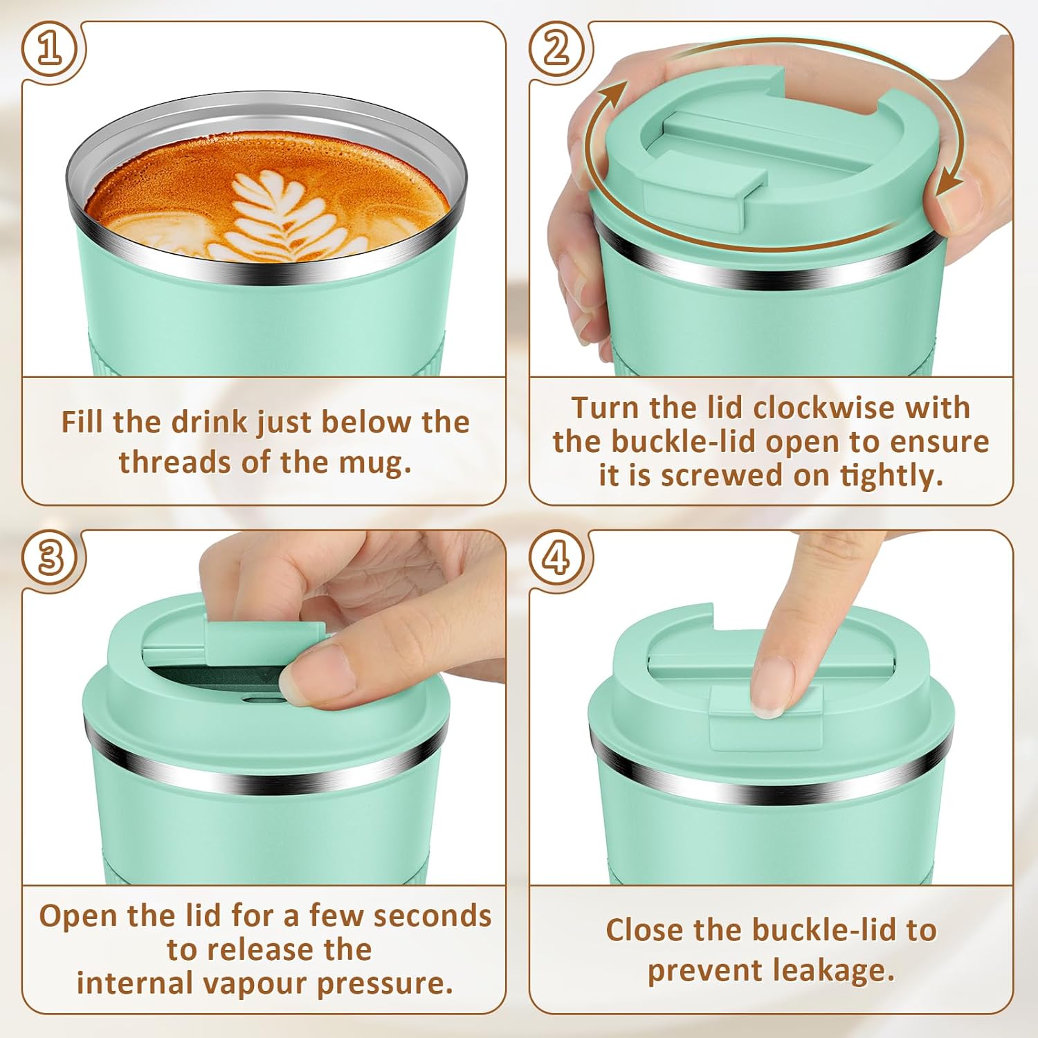 KETIEE Taza de café de 12 onzas taza de café aislada al vacío con tapa a prueba de fugas, taza de café de viaje de acero inoxidable de doble pared