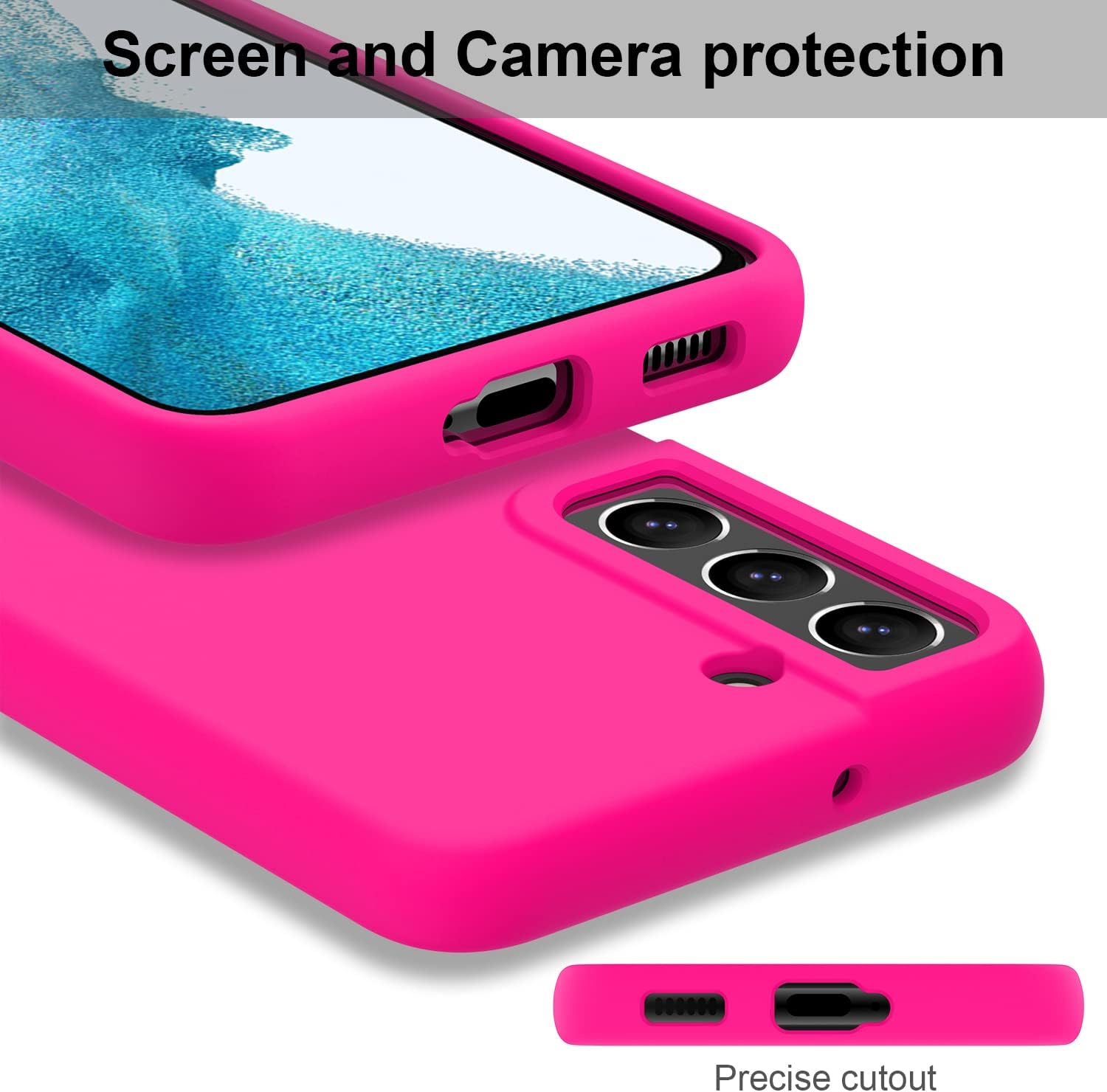 DEENAKIN Funda de silicona para Samsung Galaxy S22, suave y sedosa con forro de microfibra suave, funda protectora delgada para Samsung Galaxy S22,