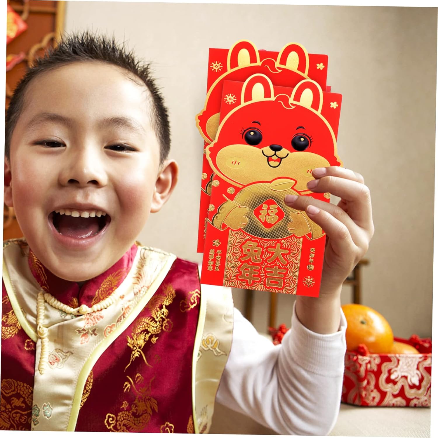 ABOOFAN 72 Pcs zodiac rabbit year packet chinese red envelope kids paper cute rabbit red packets spring festival bag Lucky China rabbit red