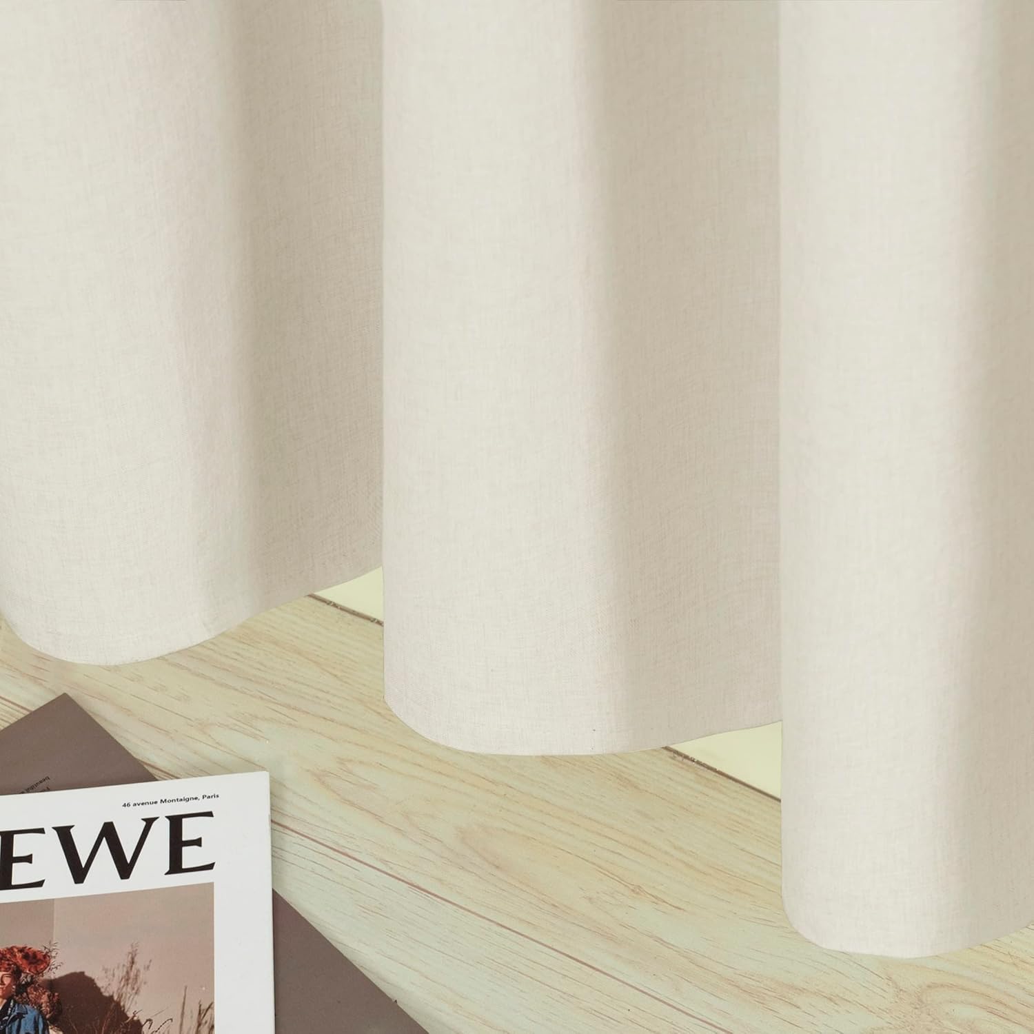 YoungsTex Cortinas opacas de lino para dormitorio, 108 pulgadas de largo, cortinas de lino para oscurecer la habitación con forro térmico y ojales