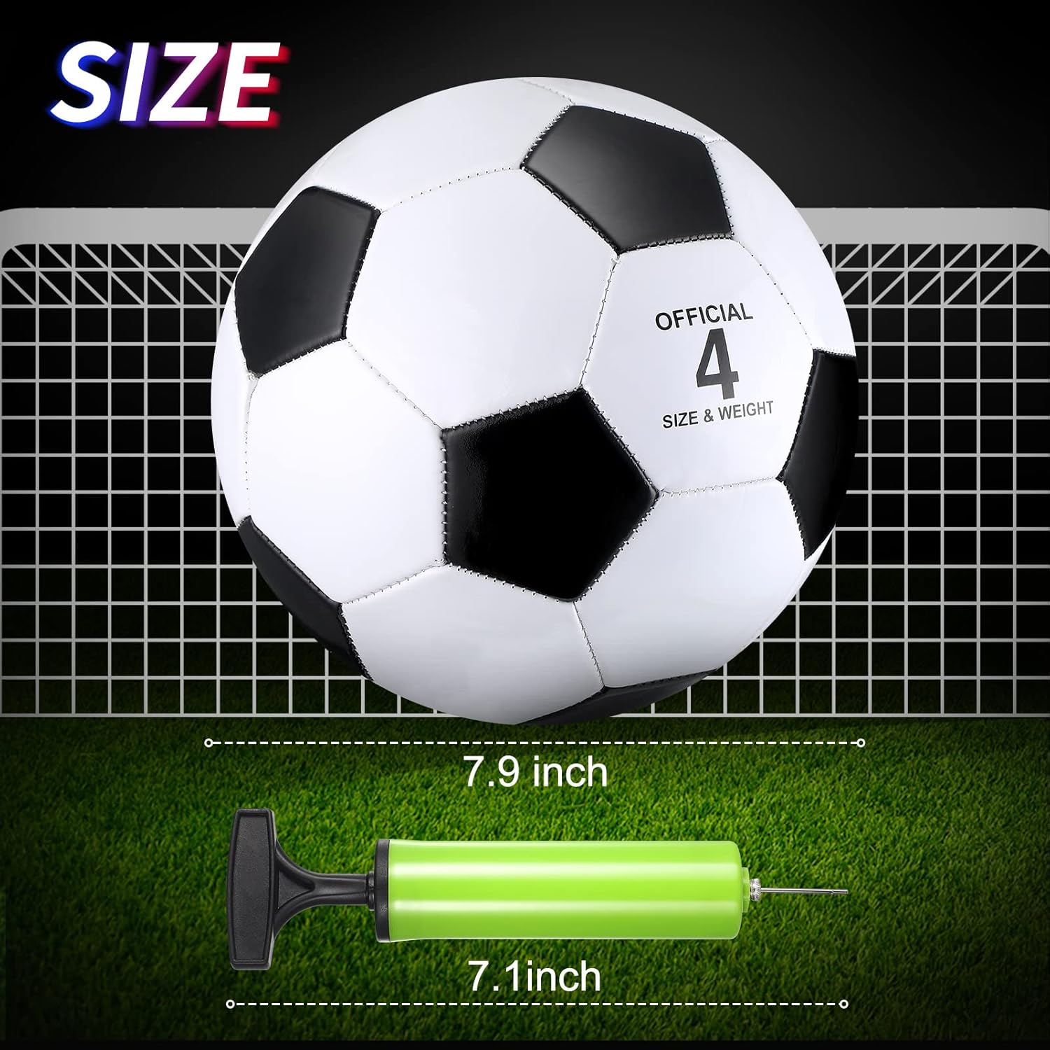 4 pelotas de fútbol con inflador, tamaño oficial, para deportes en interiores y exteriores, para niños y adultos, jugadores, entrenamiento, regalo