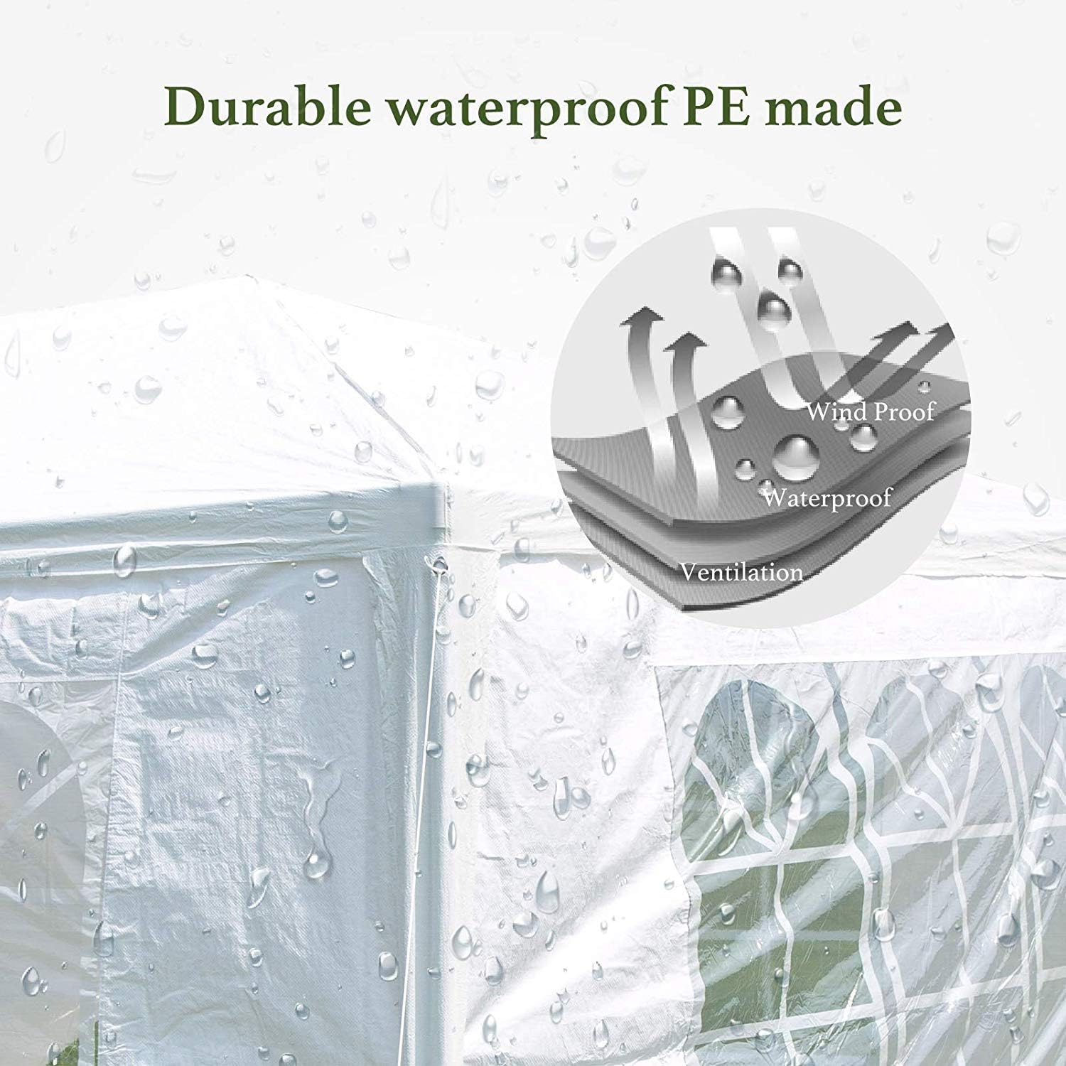 MCombo Tienda de campaña para exteriores de 10 x 30 pies, pabellón de glorieta impermeable con paredes laterales extraíbles 6053 (10 x 30 pies, 5