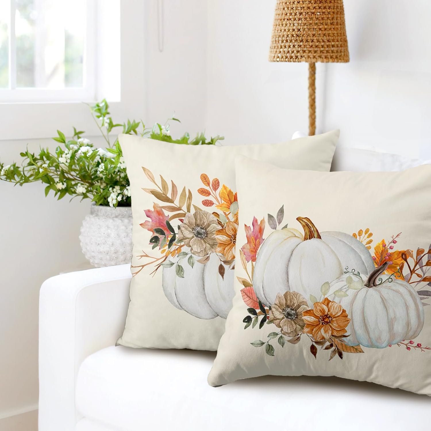 Fundas de almohada de otoño de 22 x 22 pulgadas, juego de 2 fundas de almohada de otoño de granja, Acción de Gracias, fundas de almohada decorativas