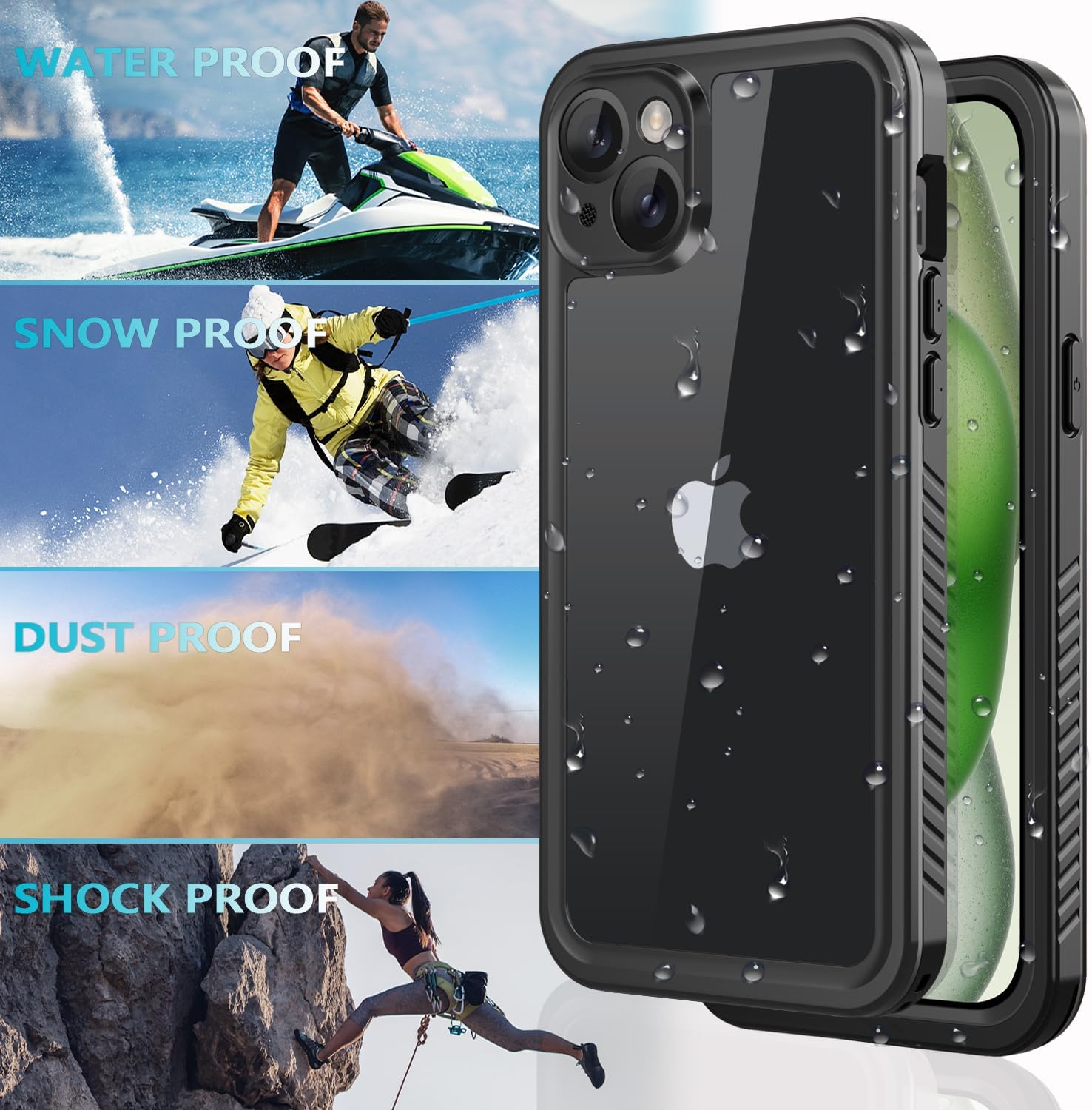 Diverbox Funda para iPhone 15 de 10 pies resistente al agua a prueba de golpes a prueba de caídas a prueba de caídas a prueba de polvo protector de