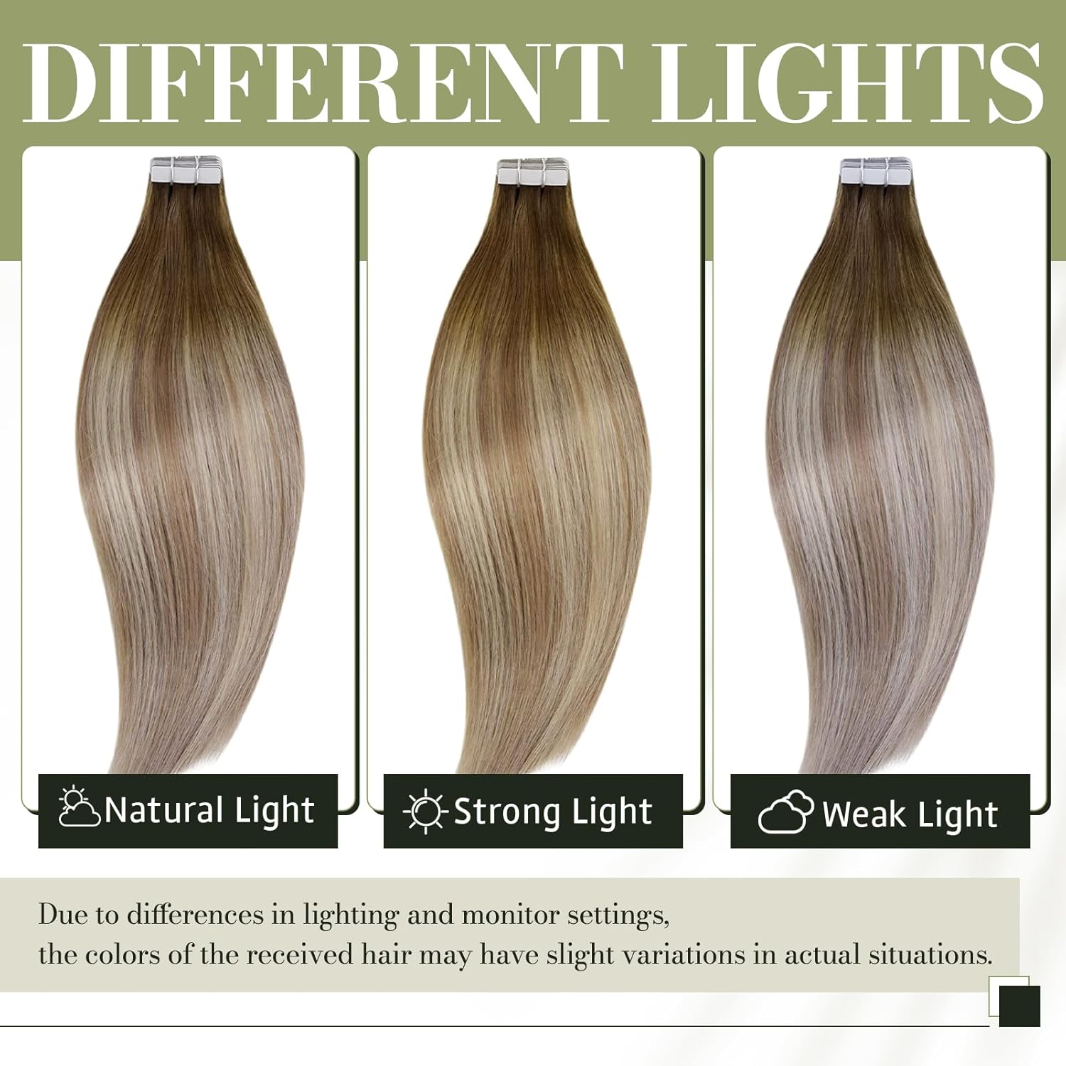 RUNATURE Extensiones de cabello humano Remy con cinta adhesiva, balayage, color marrón nogal degradado a marrón ceniza con rubio claro, extensiones