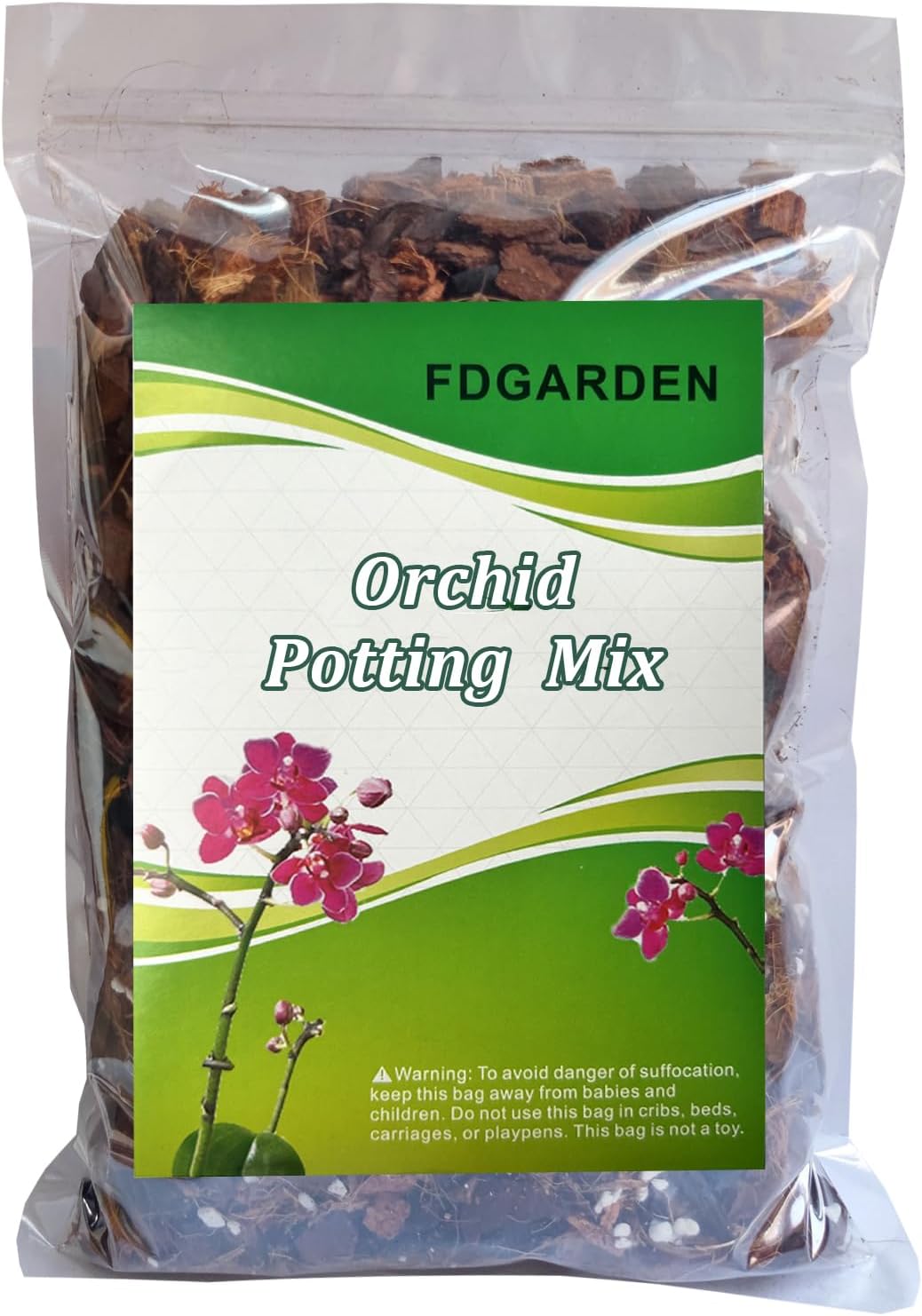 Mezcla para macetas de orquídeas, 2 cuartos de galón de tierra para orquídeas con corteza de orquídea, chips de cáscara de coco, perlita y carbón