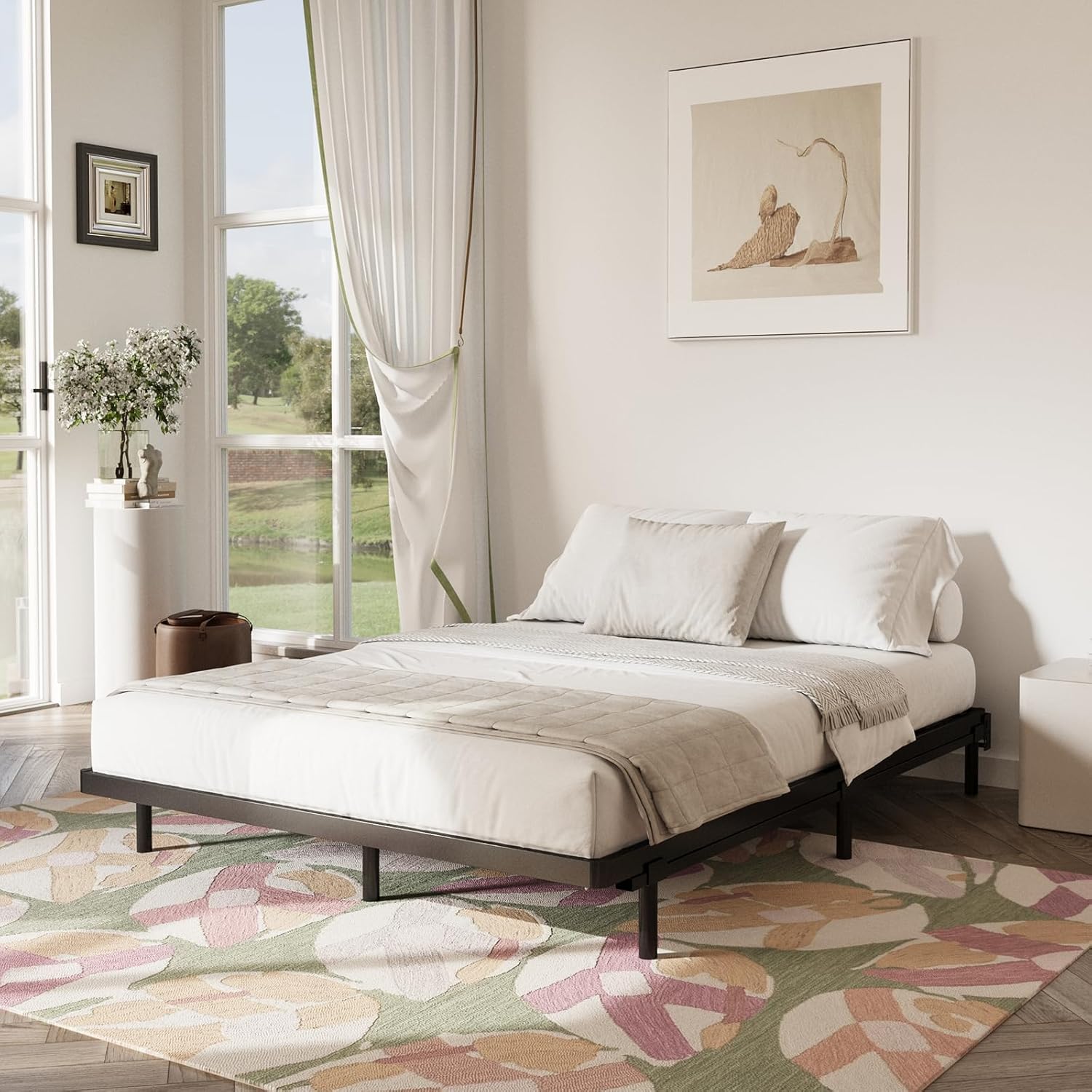 Somier King de 2 pulgadas de alto y listones de repuesto para cama, soporte de colchón resistente, marco de cama de perfil bajo, estructura de acero