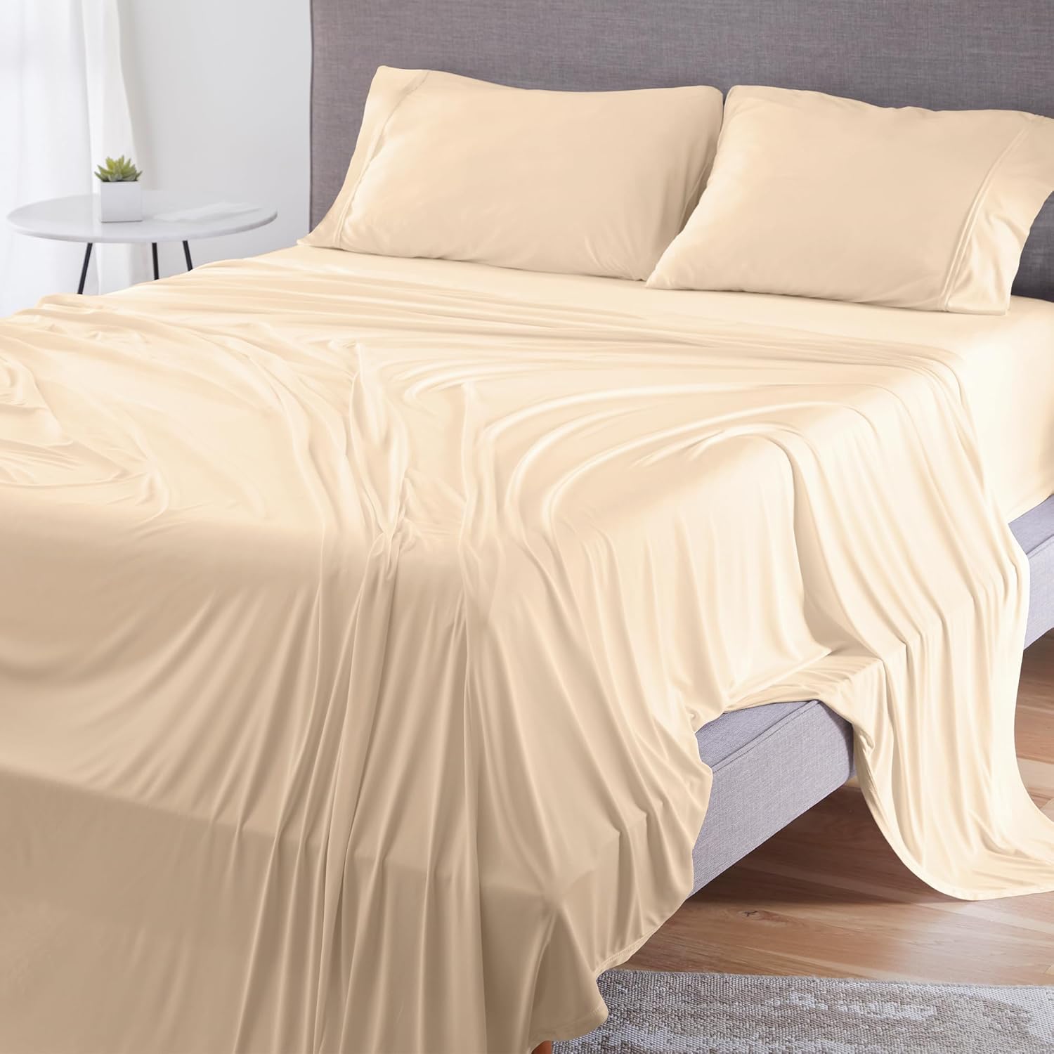 Bedgear Juego de sábanas Dri-Tec Performance – Split KingXL – Juego de cama champán – Absorbe la humedad por tecnología Dri-Tec – Juegos de sábanas