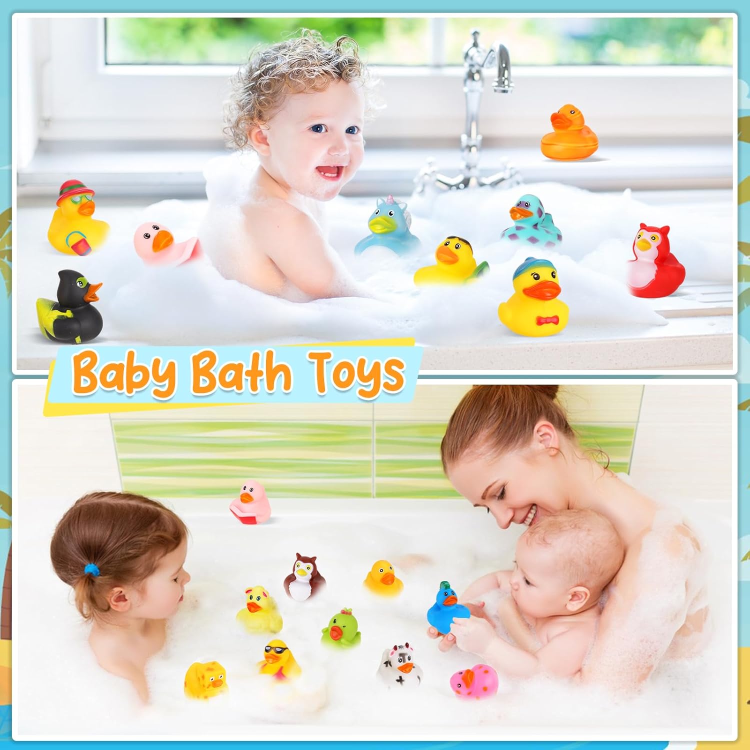 ANGGIKO Paquete de 25 patos de goma surtidos a granel, mini Jeep Ducks juguetes de baño para bebés, actividades de verano en la playa, piscina,