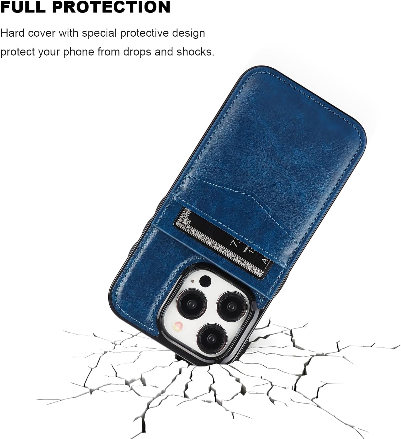 KIHUWEY Funda compatible con iPhone 15 Pro con soporte para tarjeta de crédito, cierre magnético de cuero de alta calidad, función atril, funda