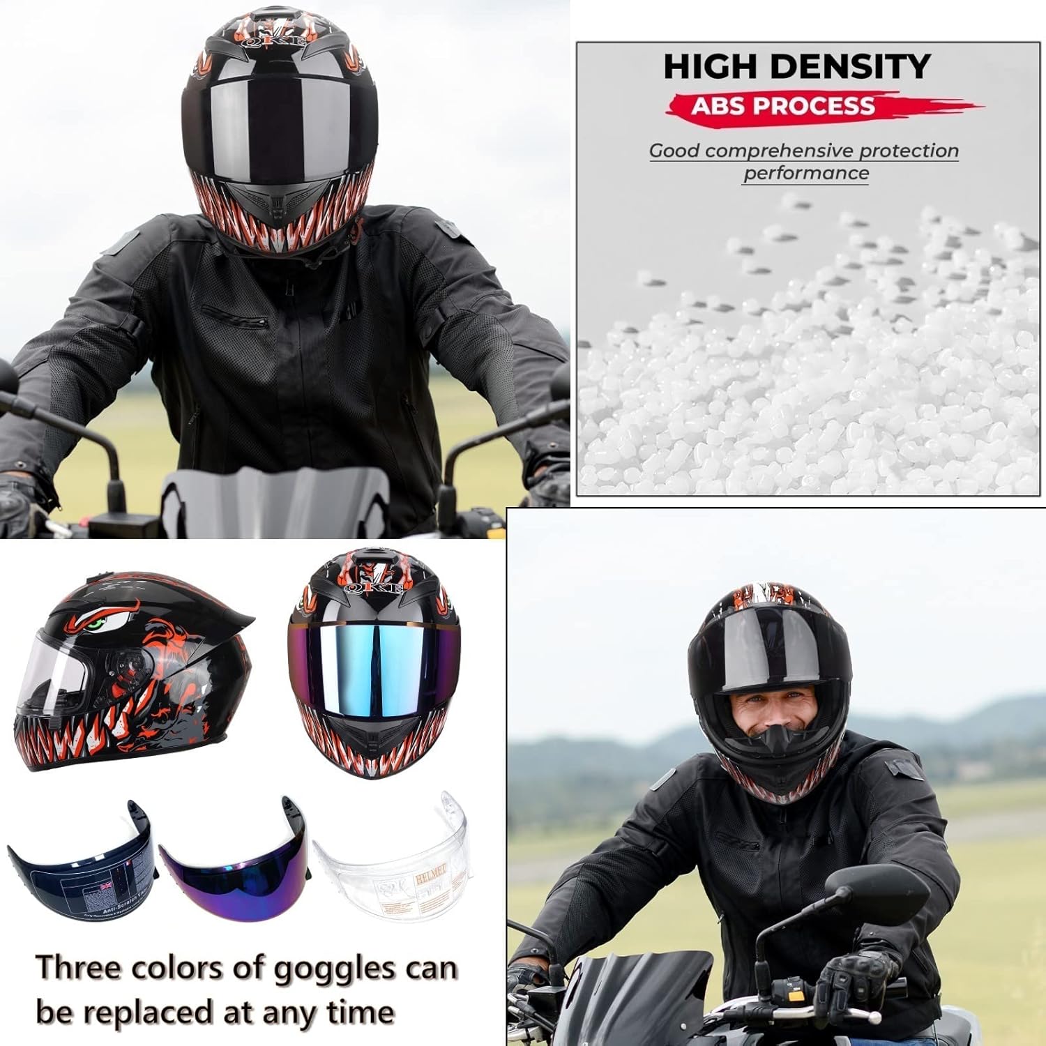 Casco de motocicleta de cara completa, cascos de motocross con Pinlock compatible con viseras transparentes y tintadas, modelo DOT, aprobado por