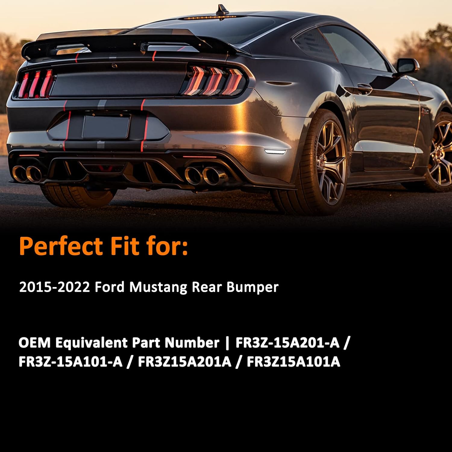 Bestview Accesorios de luces LED de posición laterales traseras para Ford Mustang 2015-2022, doble fila blanca para guardabarros trasero trasero