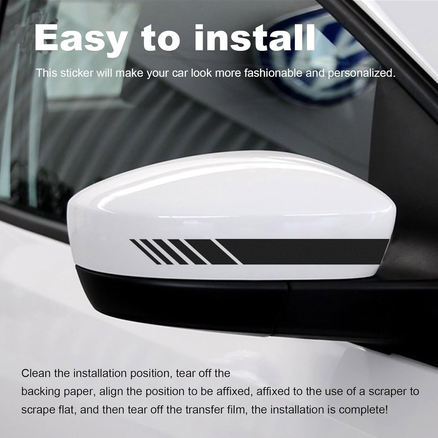 2 calcomanías para espejo retrovisor de automóvil, calcomanías de vinilo impermeable para espejos retrovisores de vehículos, accesorios universales