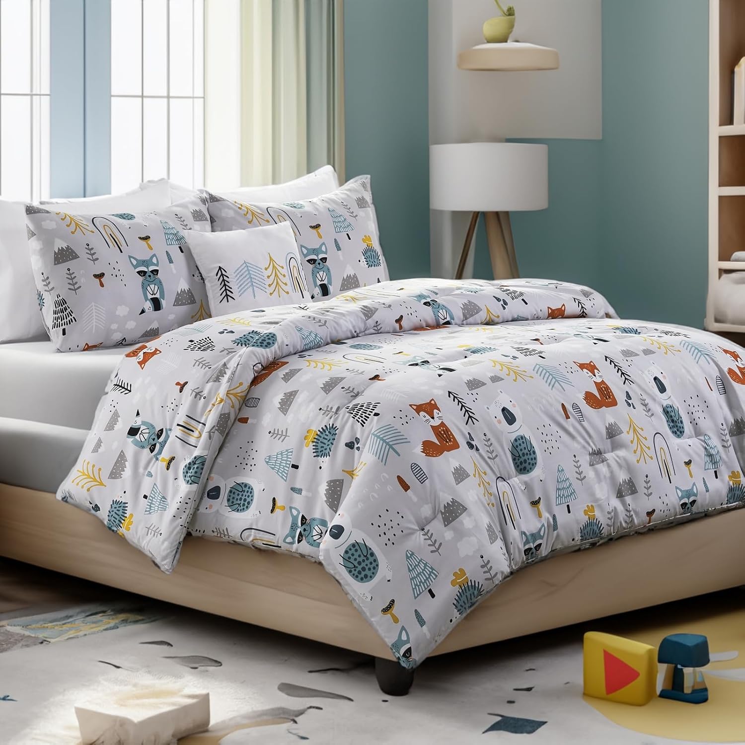 ARTALL Juego de edredón matrimonial para niñas y adolescentes, 7 piezas de cama en una bolsa, juego de ropa de cama de microfibra suave para todas