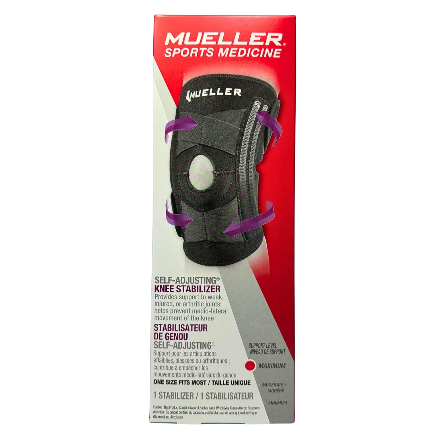 Mueller 081336239 Estabilizador de rodilla autoajustable para circunferencia de rodilla de 12″-16″
