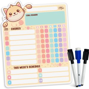 Willa Flare Tabla de tareas del refrigerador, 1 unidad, tabla magnética de tareas para niños y adultos, ayuda a recompensar la responsabilidad con Willa Flare Tabla de tareas del refrigerador, 1 unidad, tabla magnética de tareas para niños y adultos, ayuda a recompensar la responsabilidad con