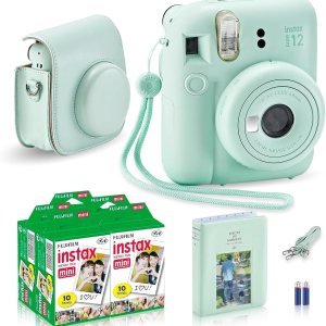 Fujifilm Instax Mini 12 – Cámara instantánea verde menta + paquete de accesorios MiniMate y funda personalizada compatible + película Fuji Instax Fujifilm Instax Mini 12 – Cámara instantánea verde menta + paquete de accesorios MiniMate y funda personalizada compatible + película Fuji Instax