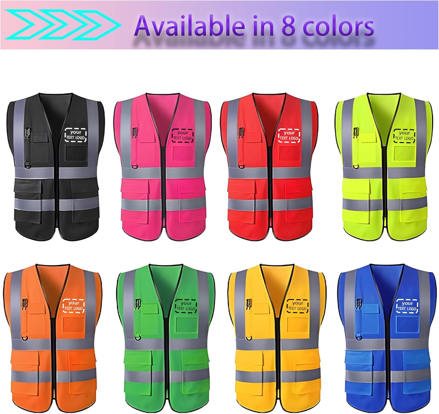 Lyhacjp Chaleco de seguridad personalizado para hombres con bolsillos, chaleco de construcción, chaleco reflectante Hi Vis, chaleco de trabajo,