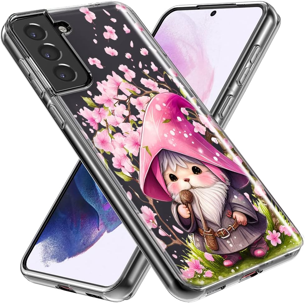 MUNDAZE – for Samsung Galaxy Note 20 Ultra Cute Pink Cherry Blossom Gnome Spring Floral Flowers Case Slim Hybrid Shockproof Hard Shell Soft TPU