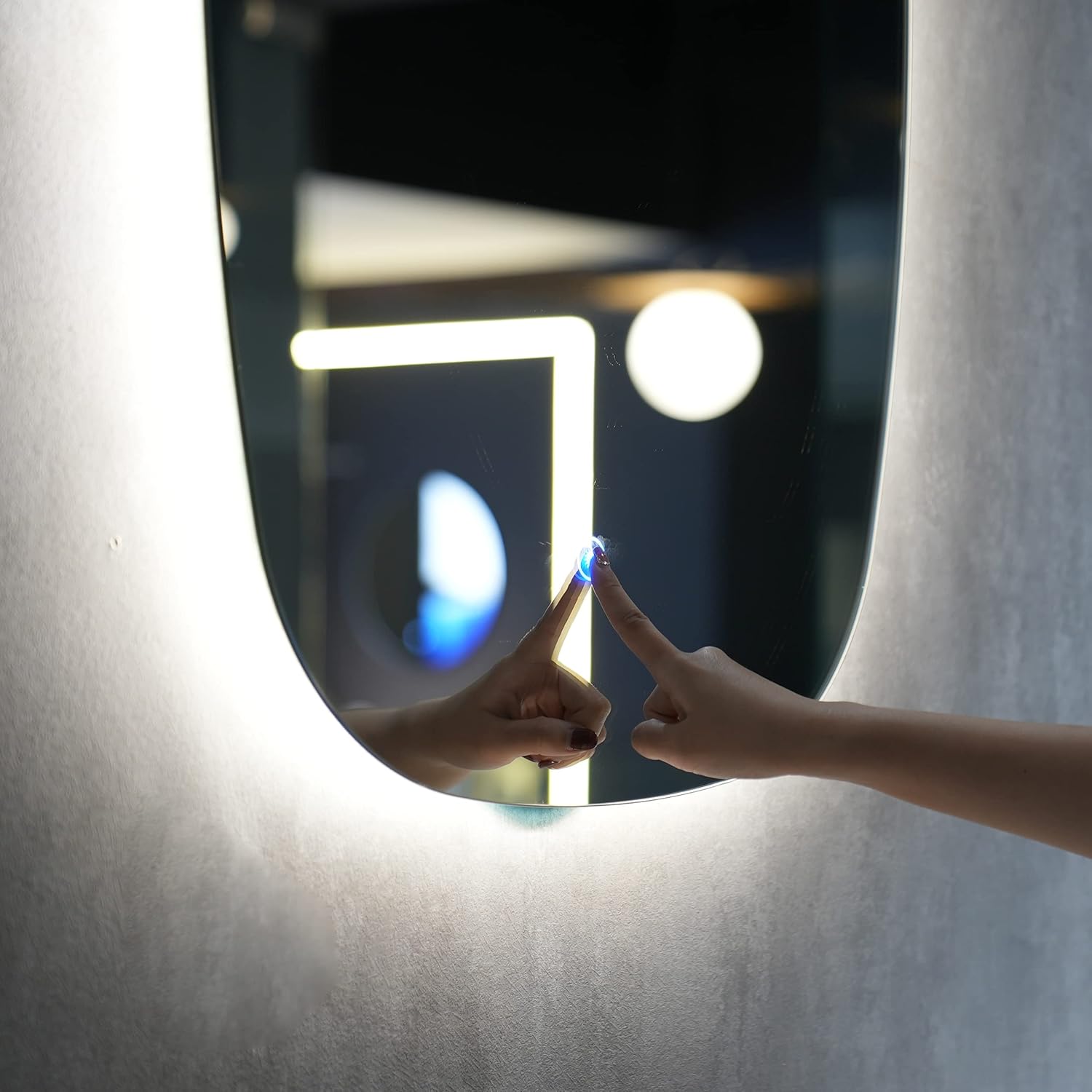 TONA Espejo de baño LED ovalado retroiluminado de 35 x 24 pulgadas, espejo de tocador de 4000 K con luces, espejo de tocador de baño impermeable