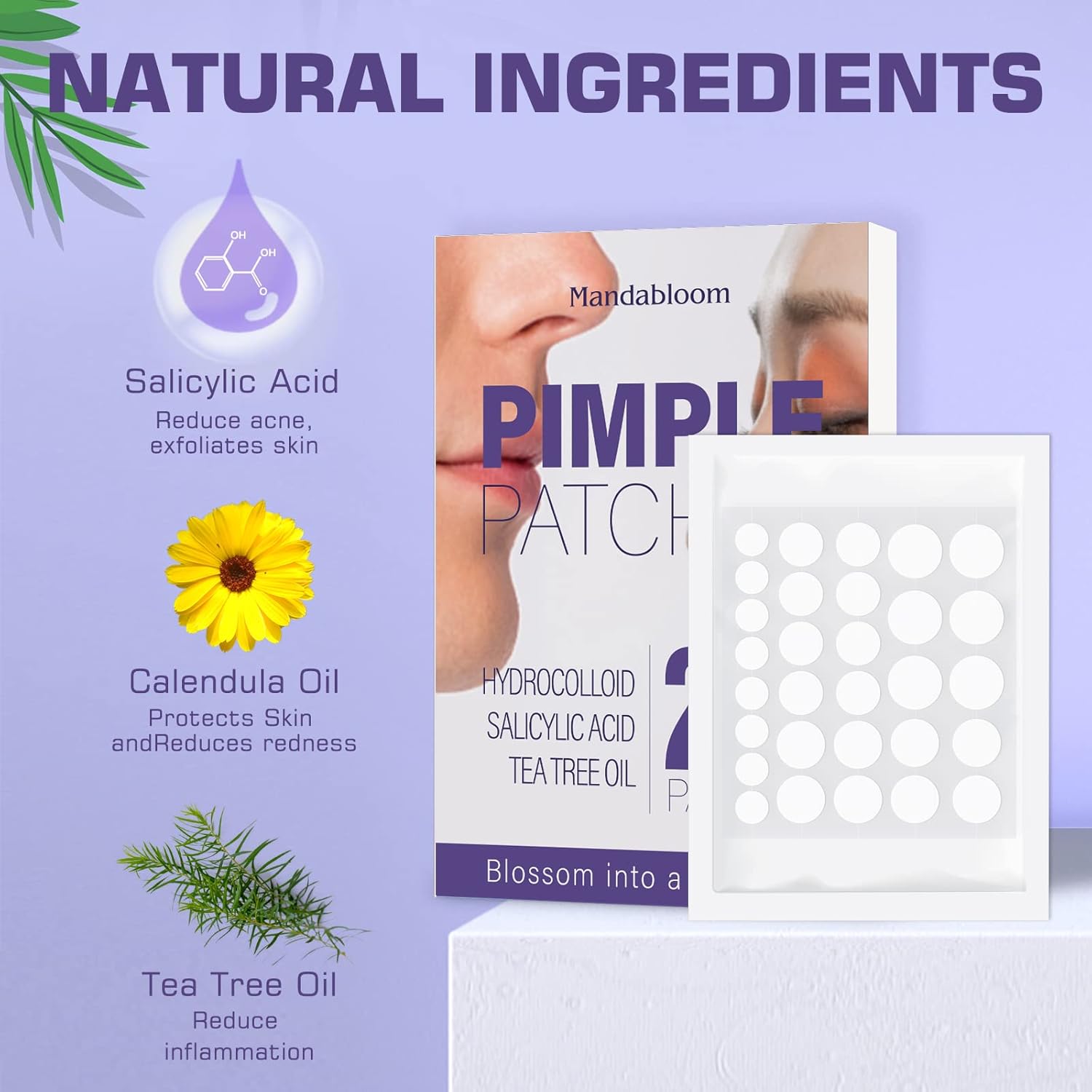 Parches para espinillas para acné (paquete de 210), parches de acné hidrocoloide con aceite de árbol de té y ácido salicílico, parches de espinillas