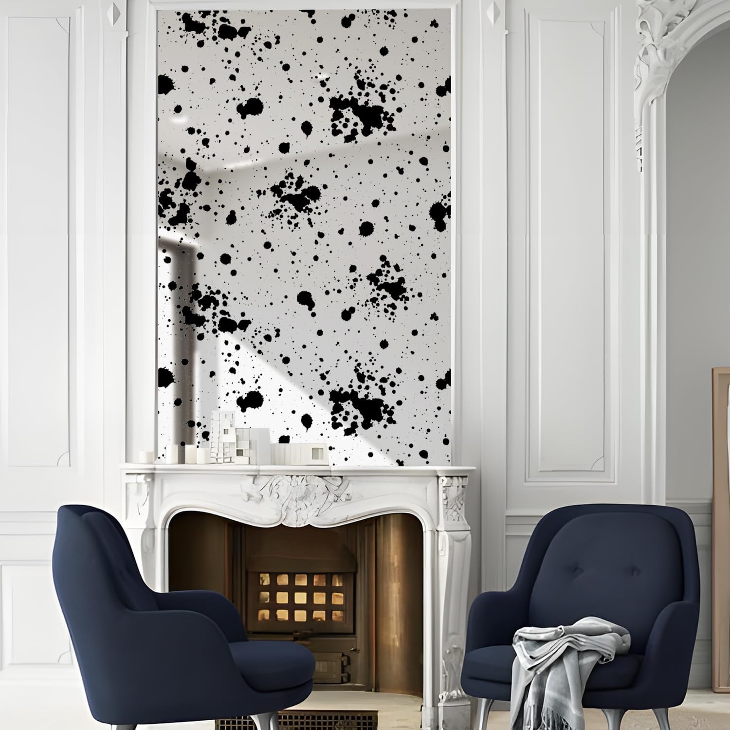 Papel tapiz vintage Foxed Silver Paint Spots estilo espejo antiguo, papel adhesivo grunge para pared, muebles, tocador, decoración del hogar, 22.83